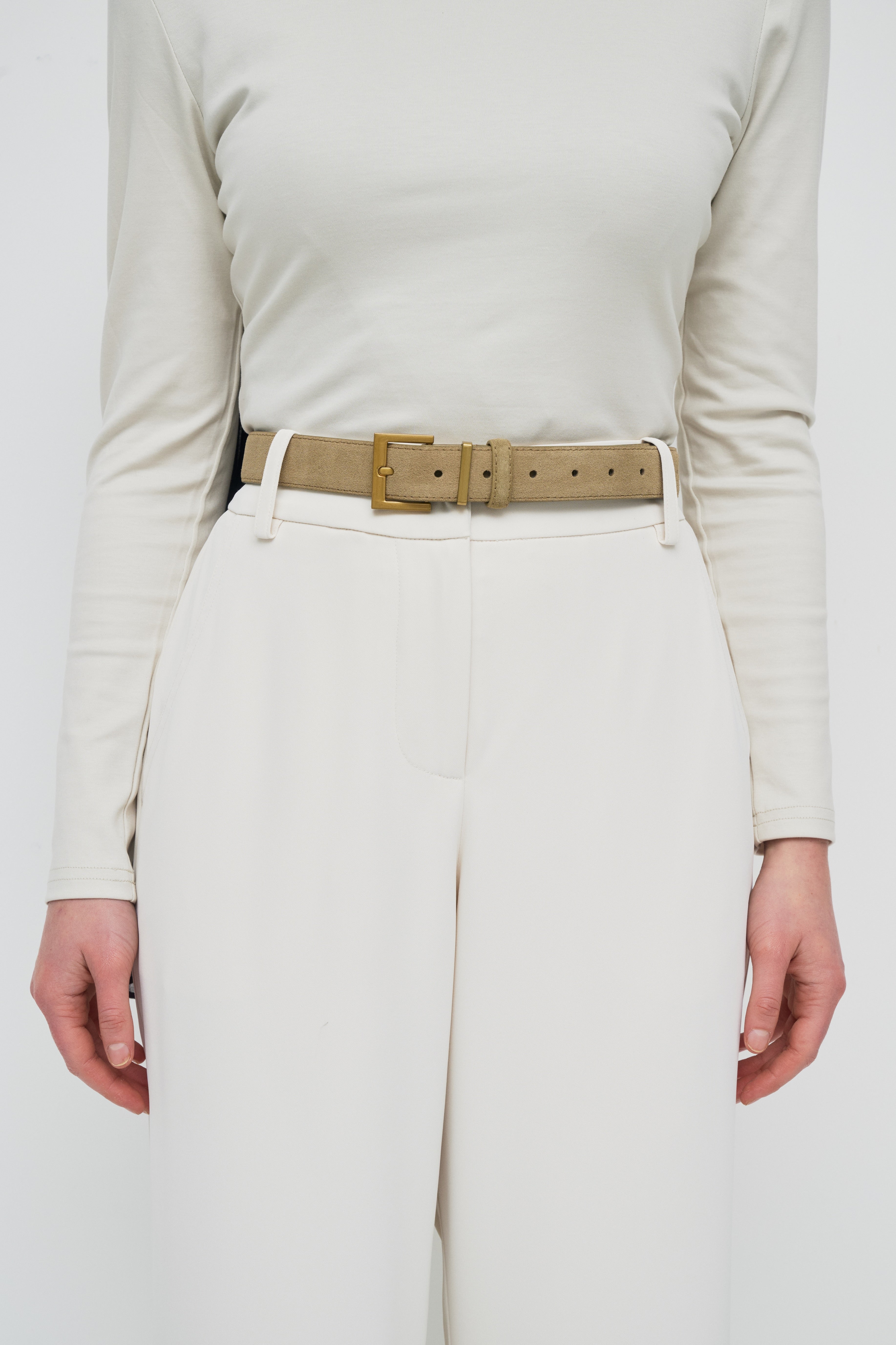 Classic Thin Buckle Belt - Taupe