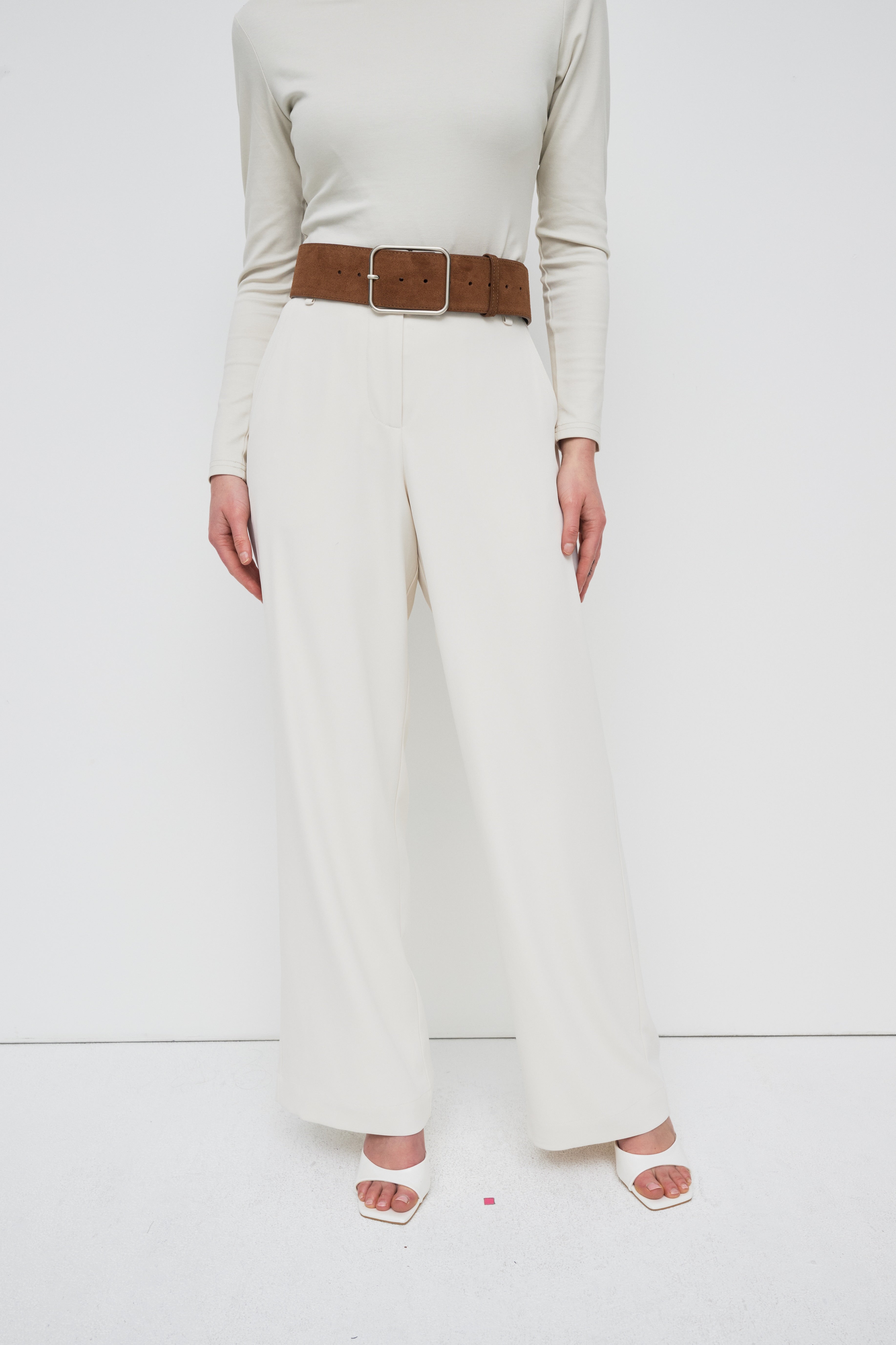 Classic Silver Buckle Belt - Camel