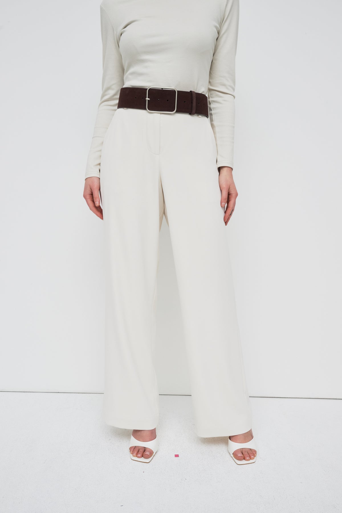 Classic Silver Buckle Belt - Chocolate