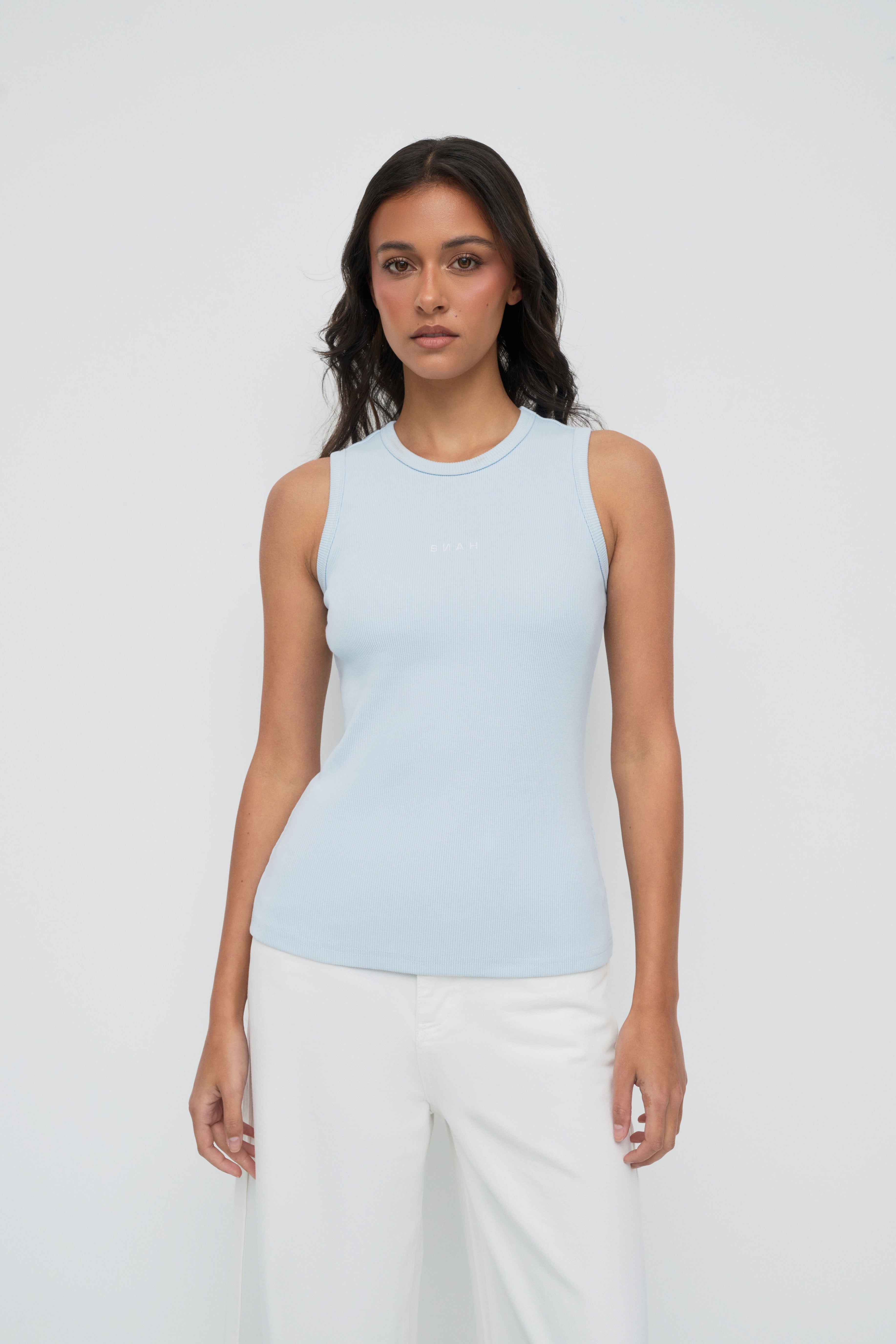 Core Ribbed Tank - Sky
