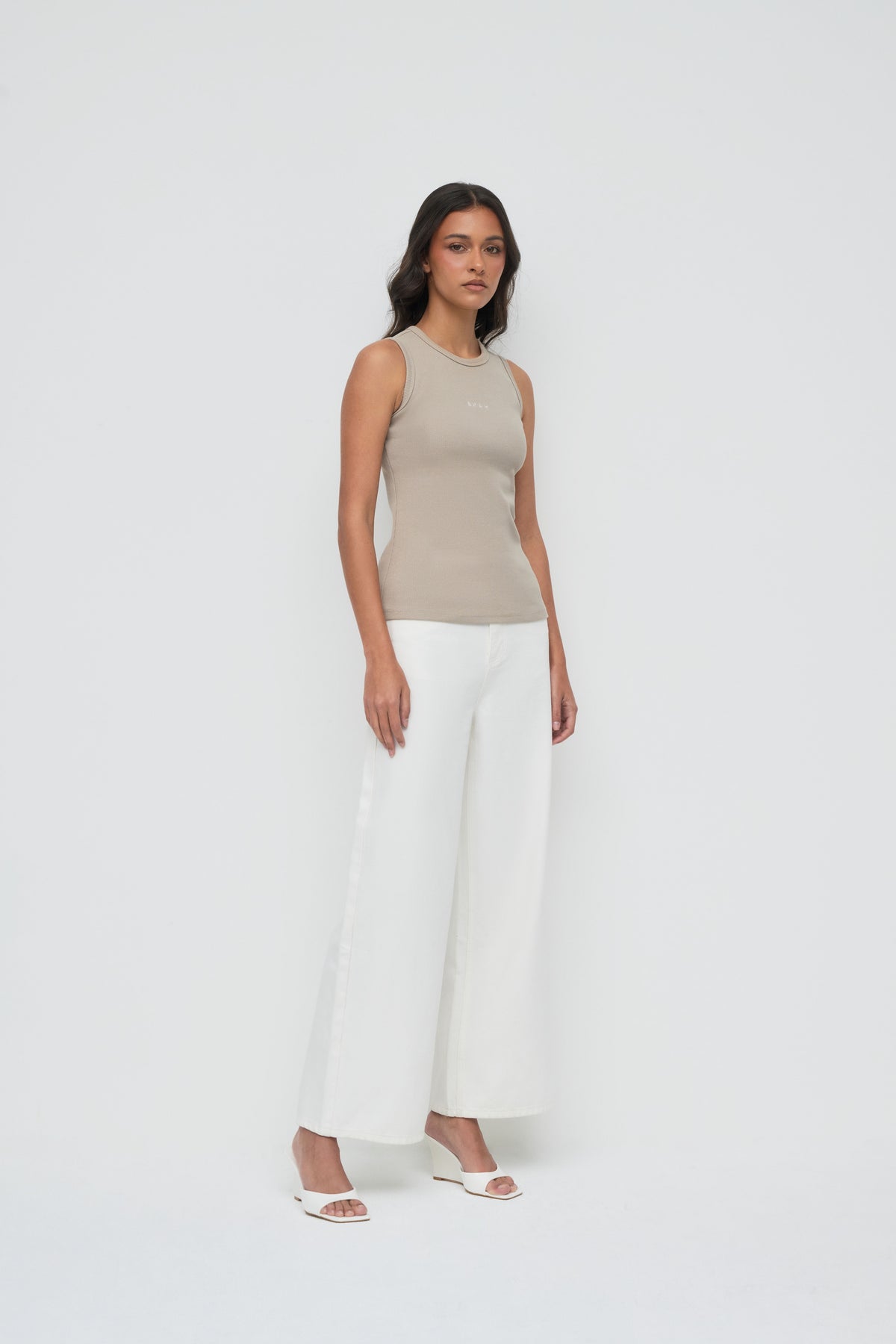 Core Ribbed Tank - Taupe