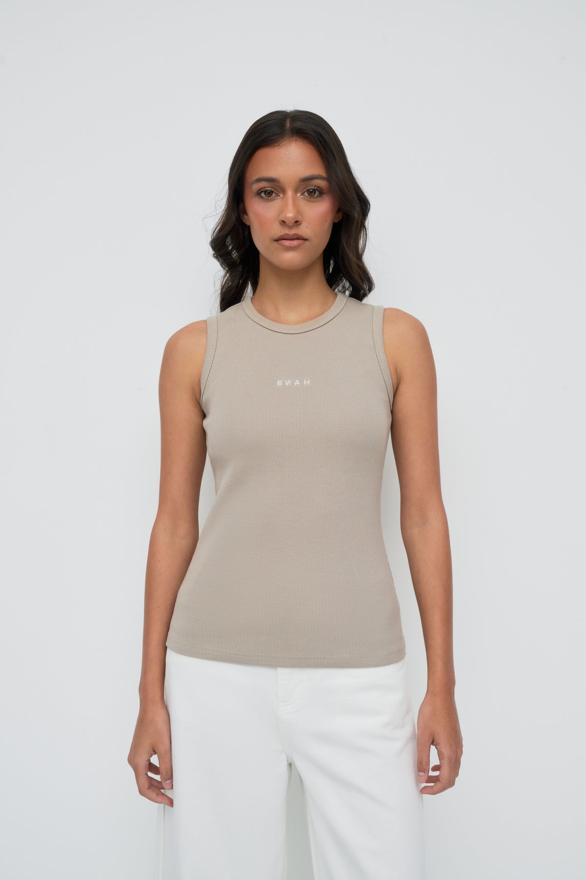 Core Ribbed Tank - Taupe