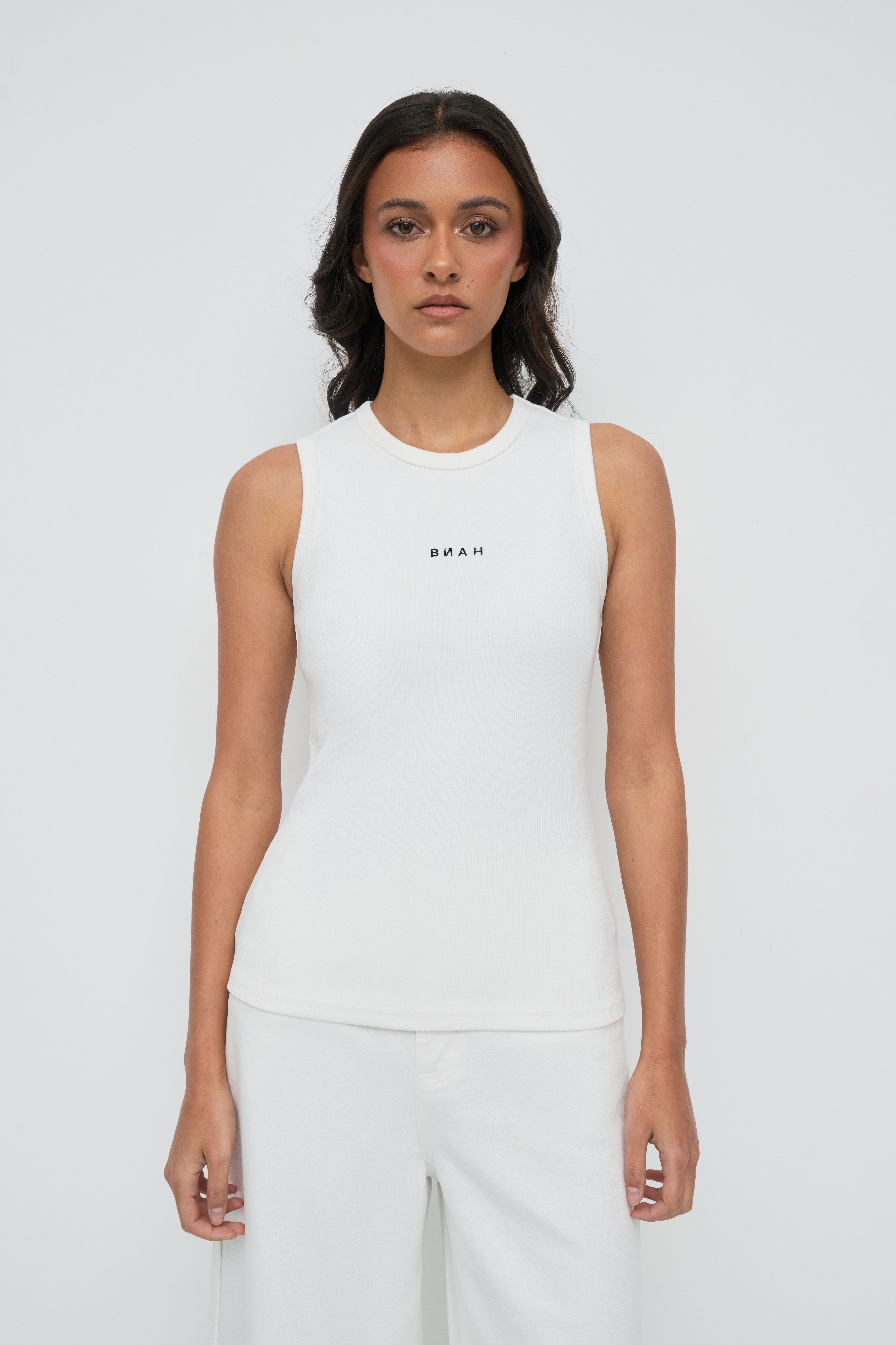 Core Ribbed Tank - White