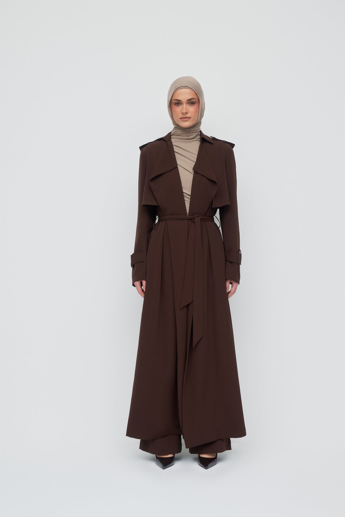 Giselle Crepe Trench Coat - Espresso