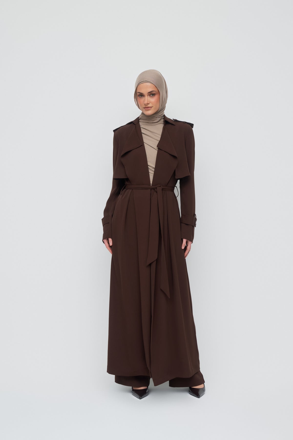 Giselle Crepe Trench Coat - Espresso