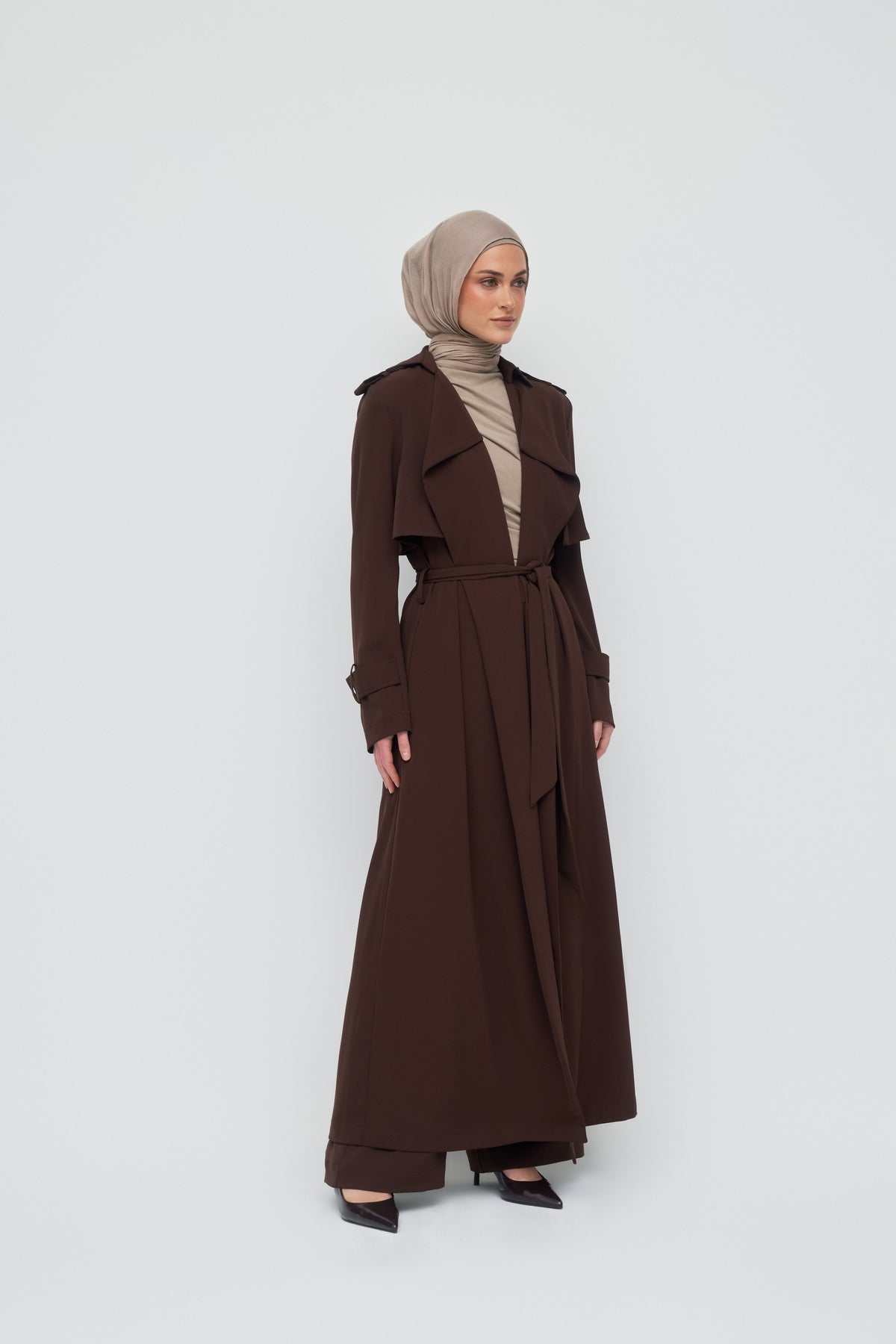 Giselle Crepe Trench Coat - Espresso