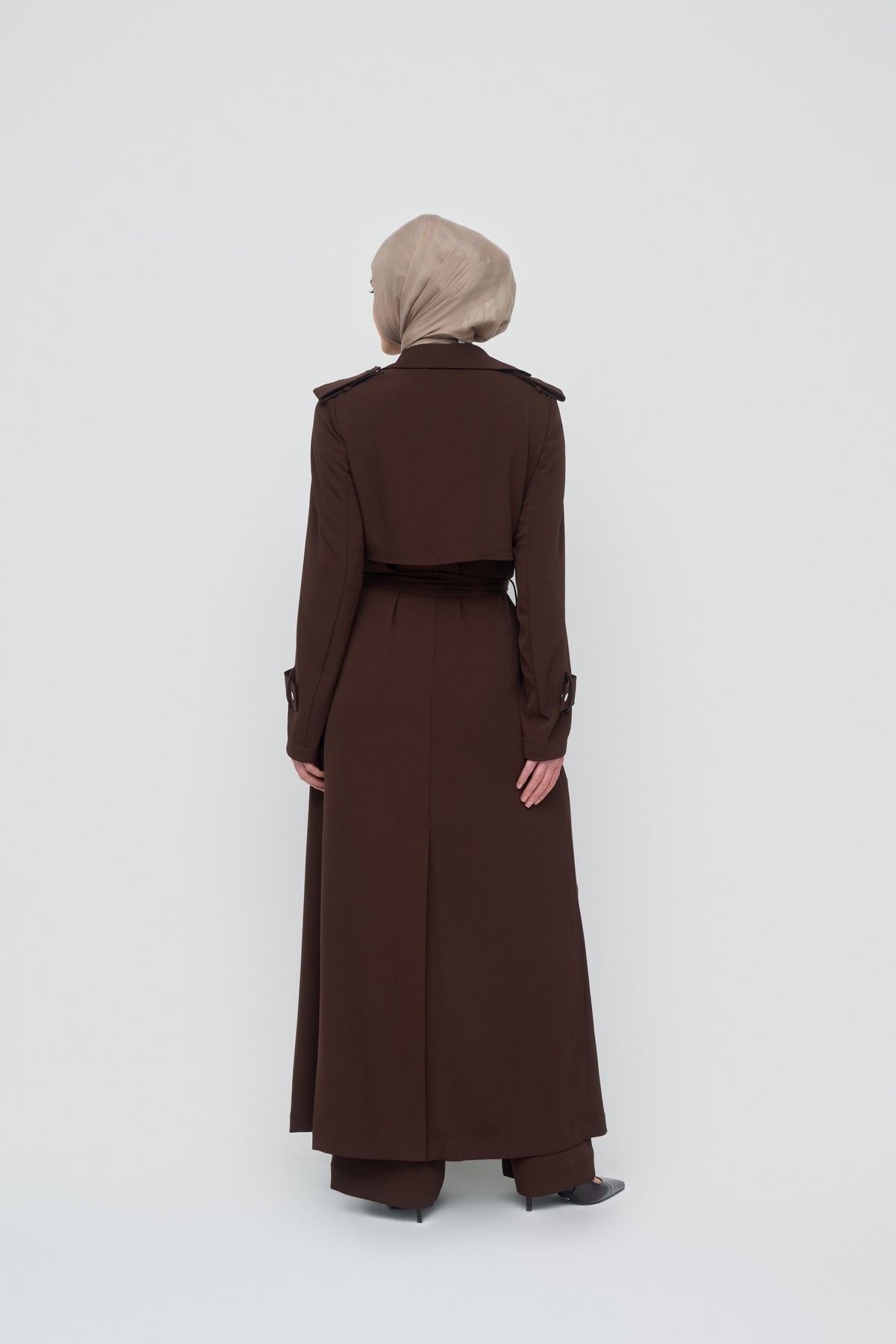 Giselle Crepe Trench Coat - Espresso
