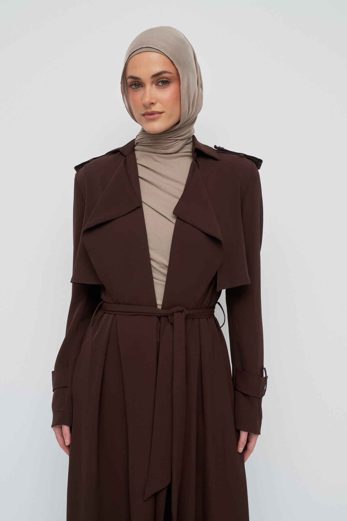 Giselle Crepe Trench Coat - Espresso
