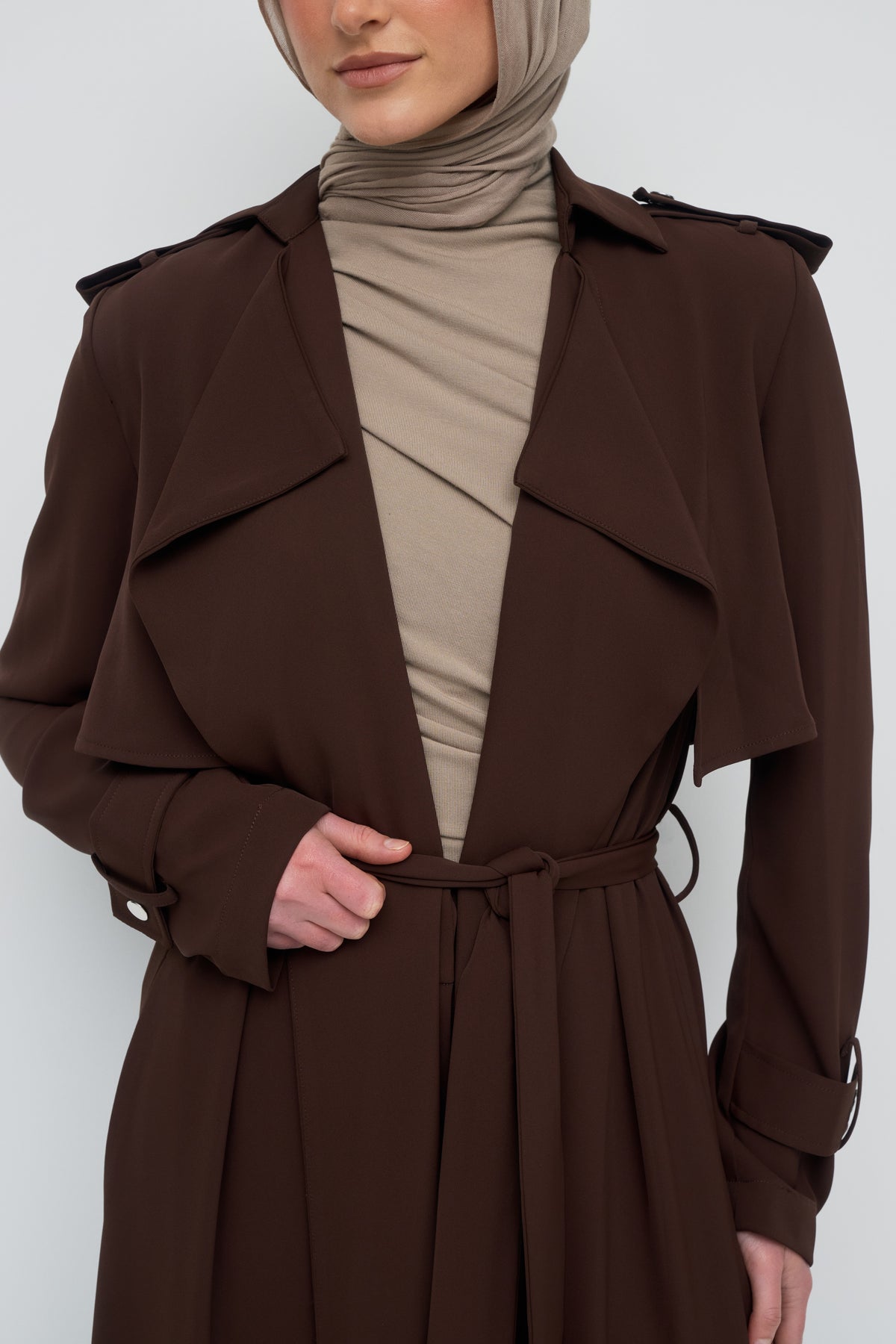Giselle Crepe Trench Coat - Espresso