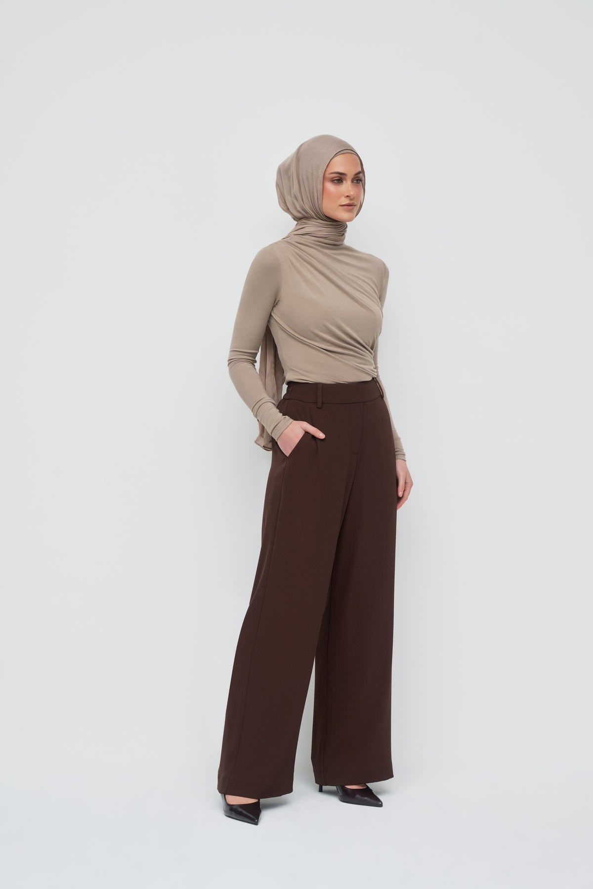 Giselle High Waist Pants - Espresso