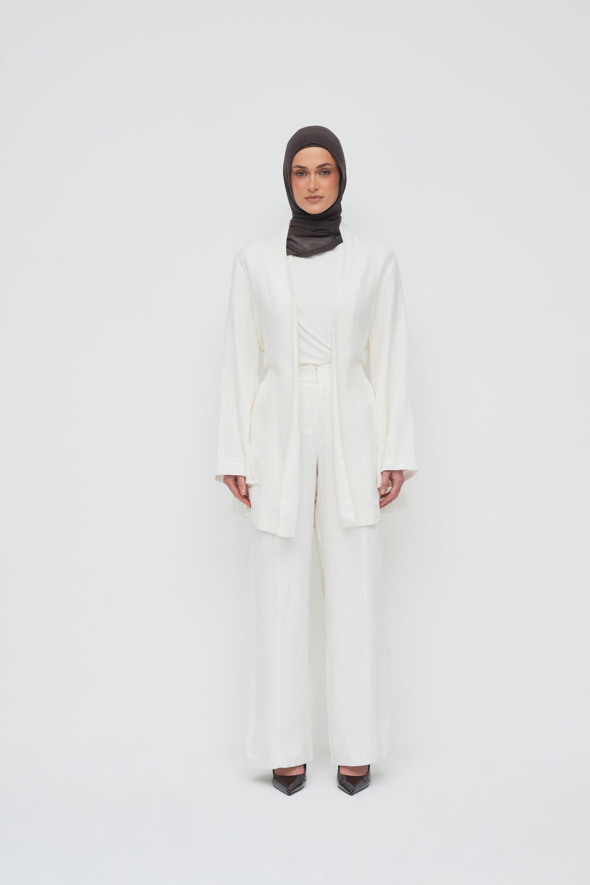 Anaya Open Blouse - Powder White