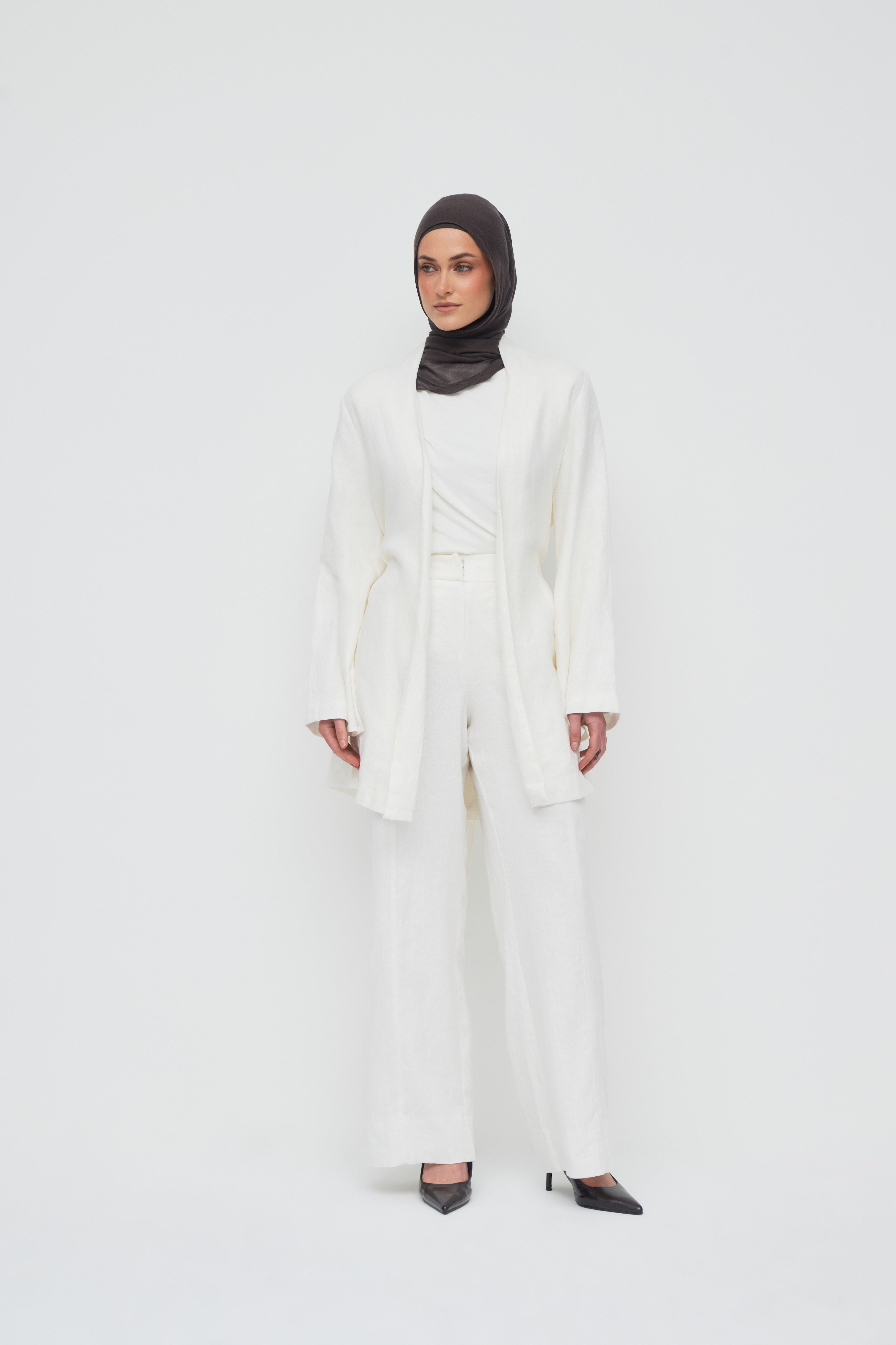 Anaya Open Blouse - Powder White