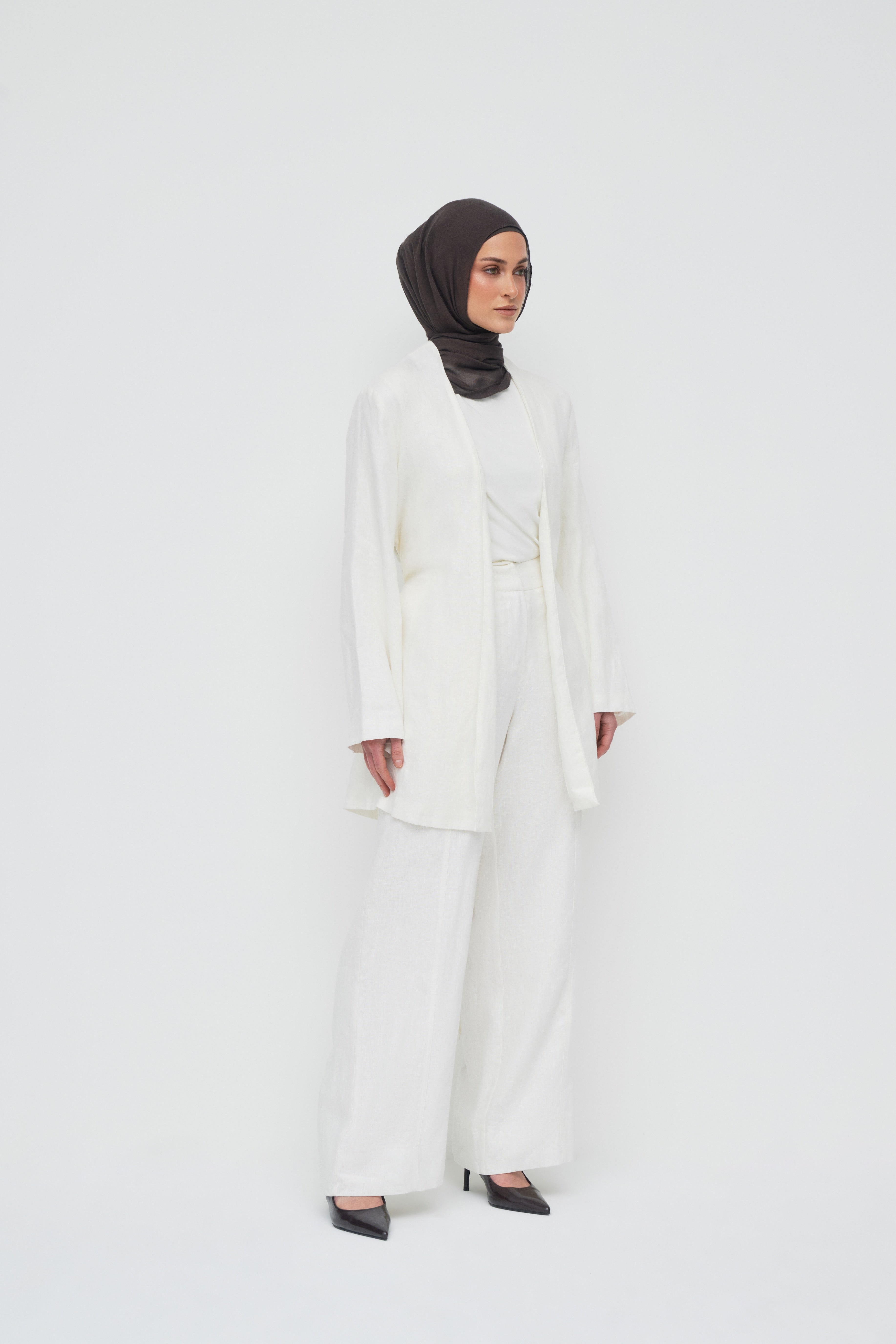 Anaya Open Blouse - Powder White