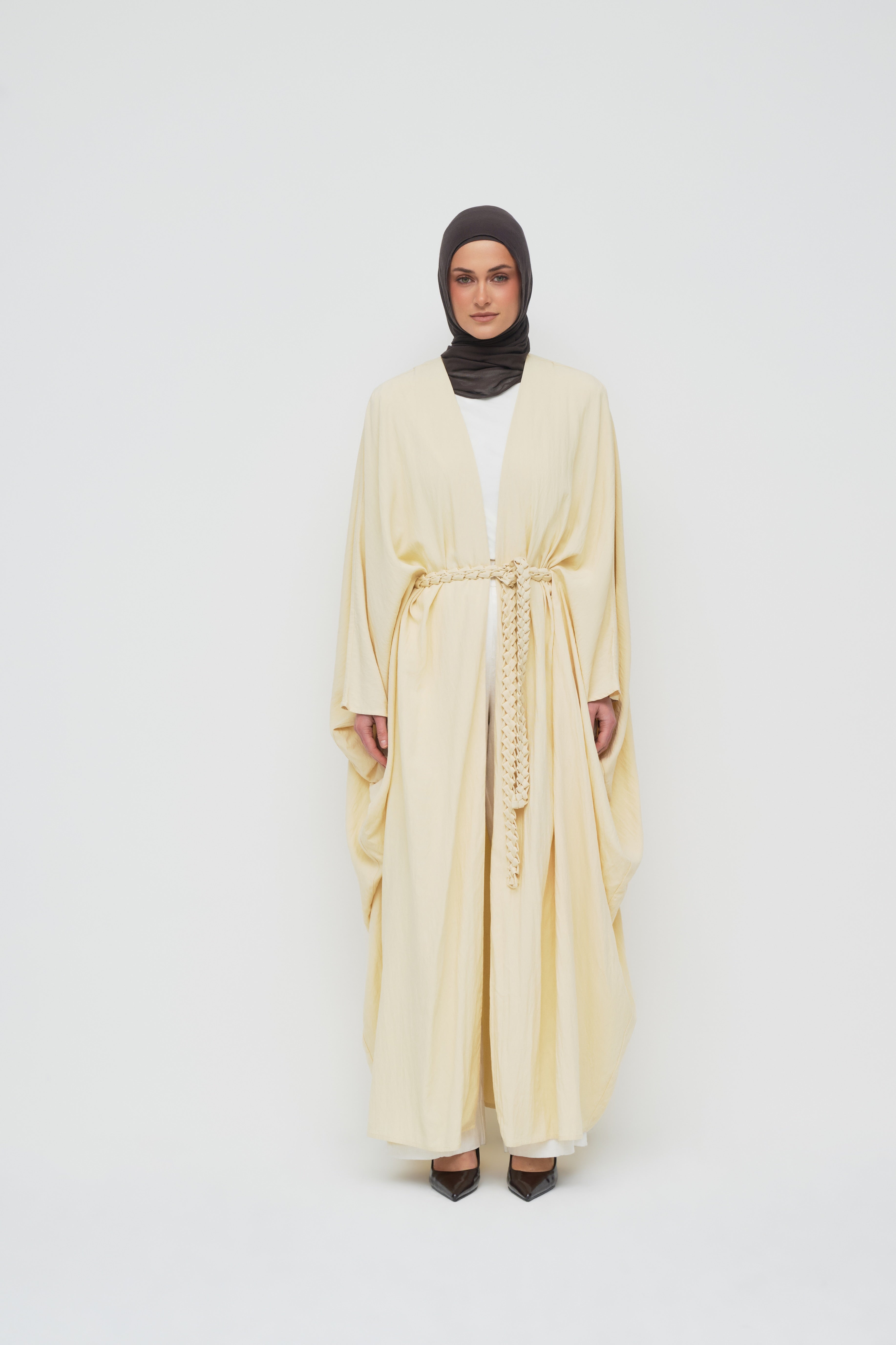 Noor Batwing Open Abaya - Buttermilk