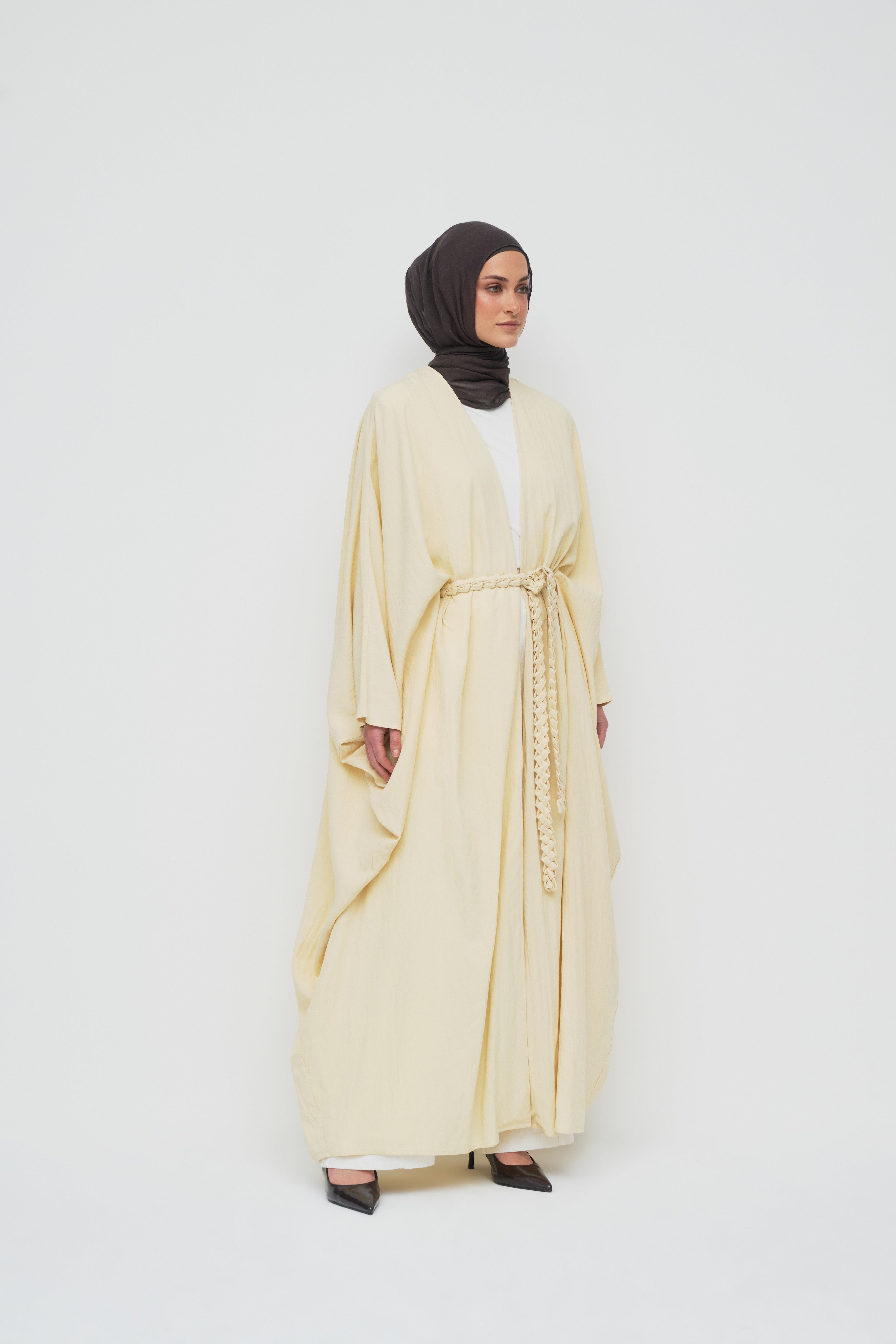 Noor Batwing Open Abaya - Buttermilk