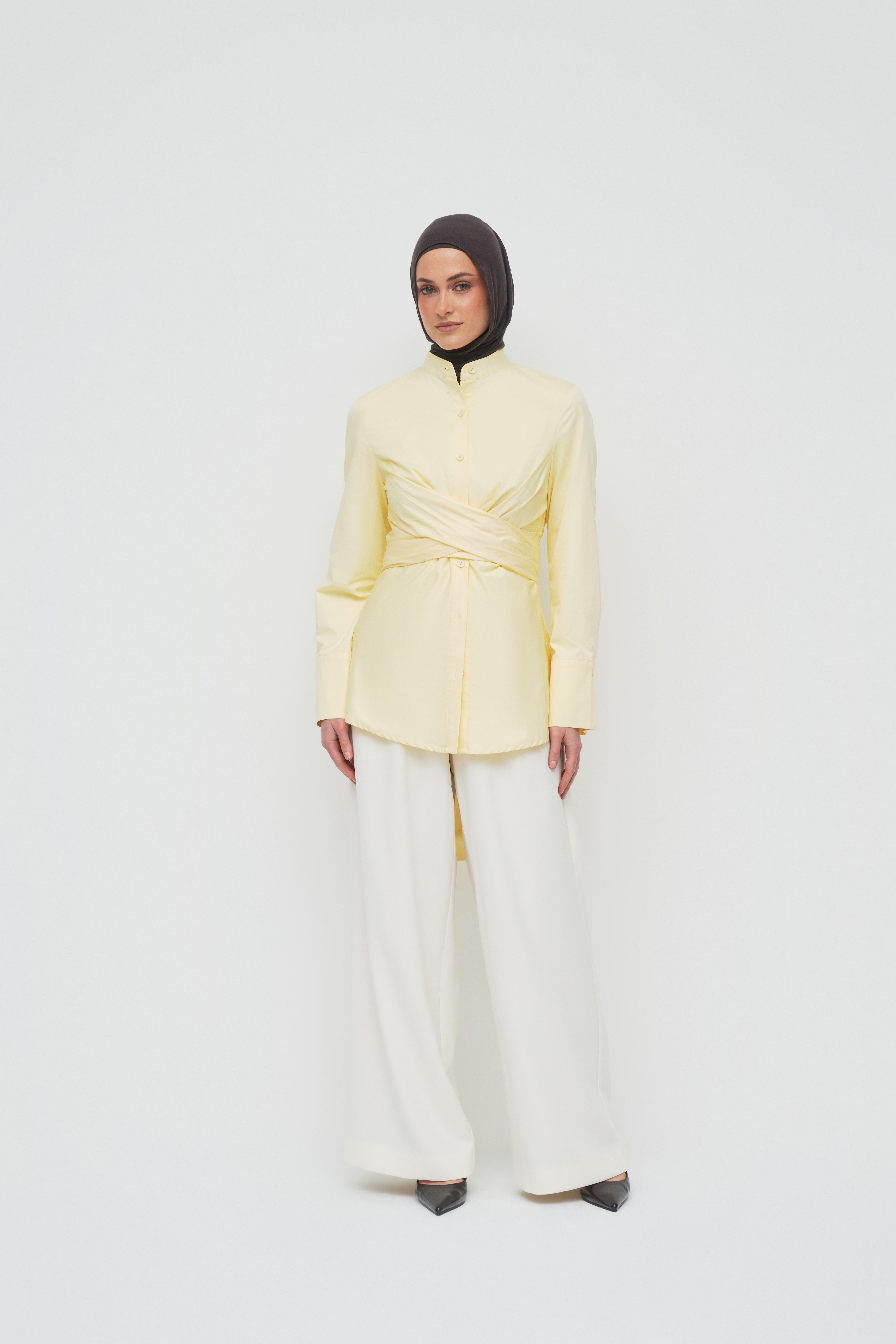 Crossover Cotton Shirt - Buttermilk