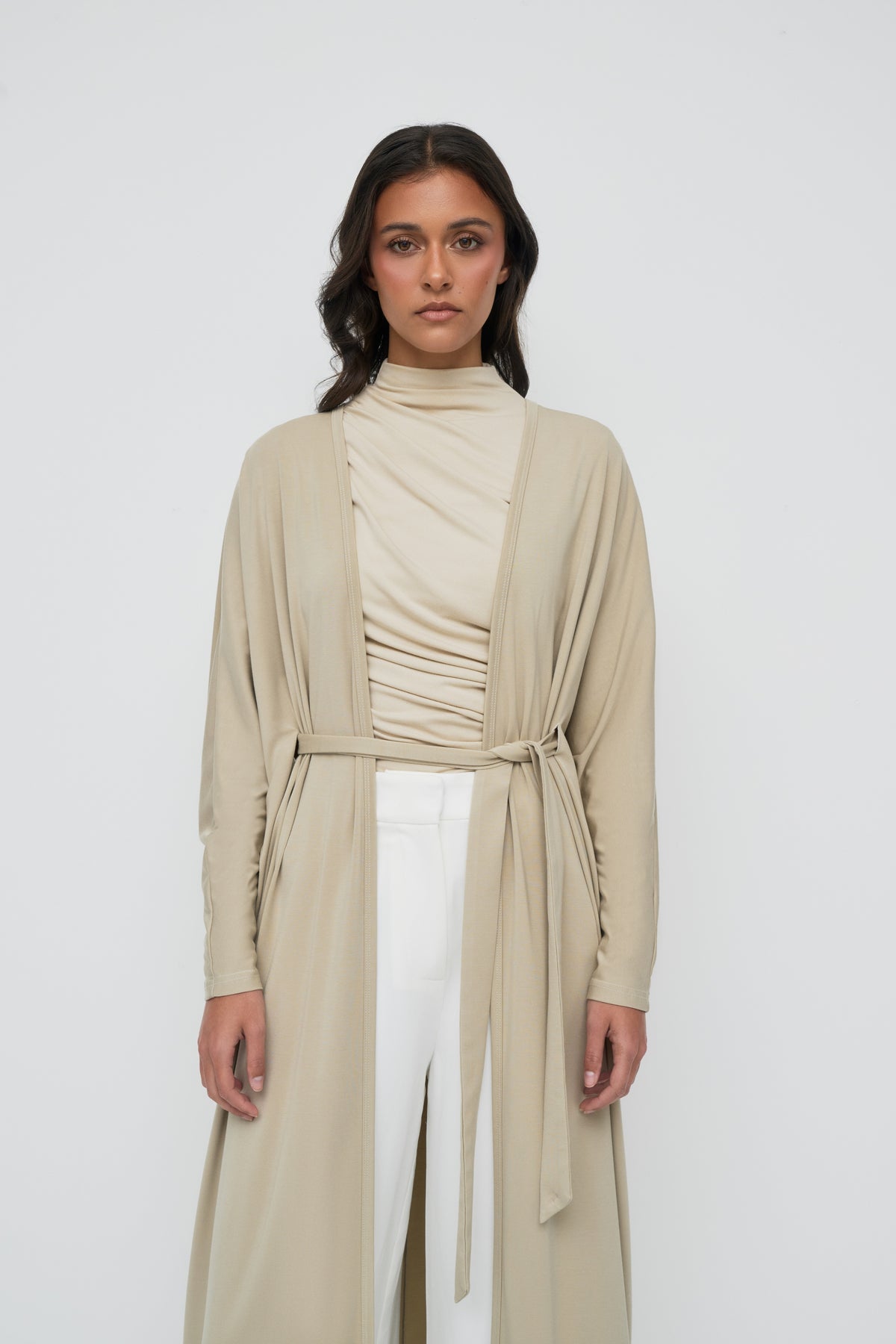Modal Batwing Tie Abaya - Washed Olive