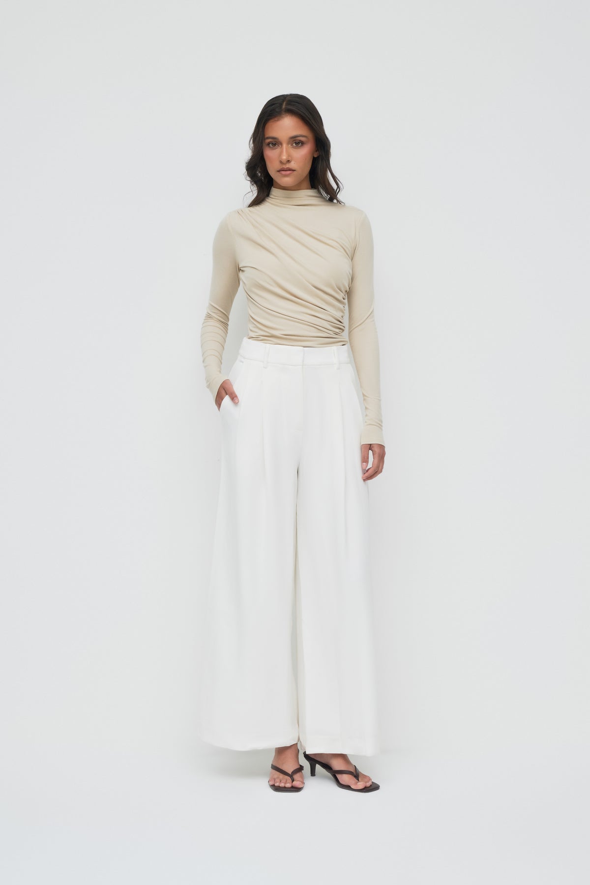 Amelie Pleated Pants - White
