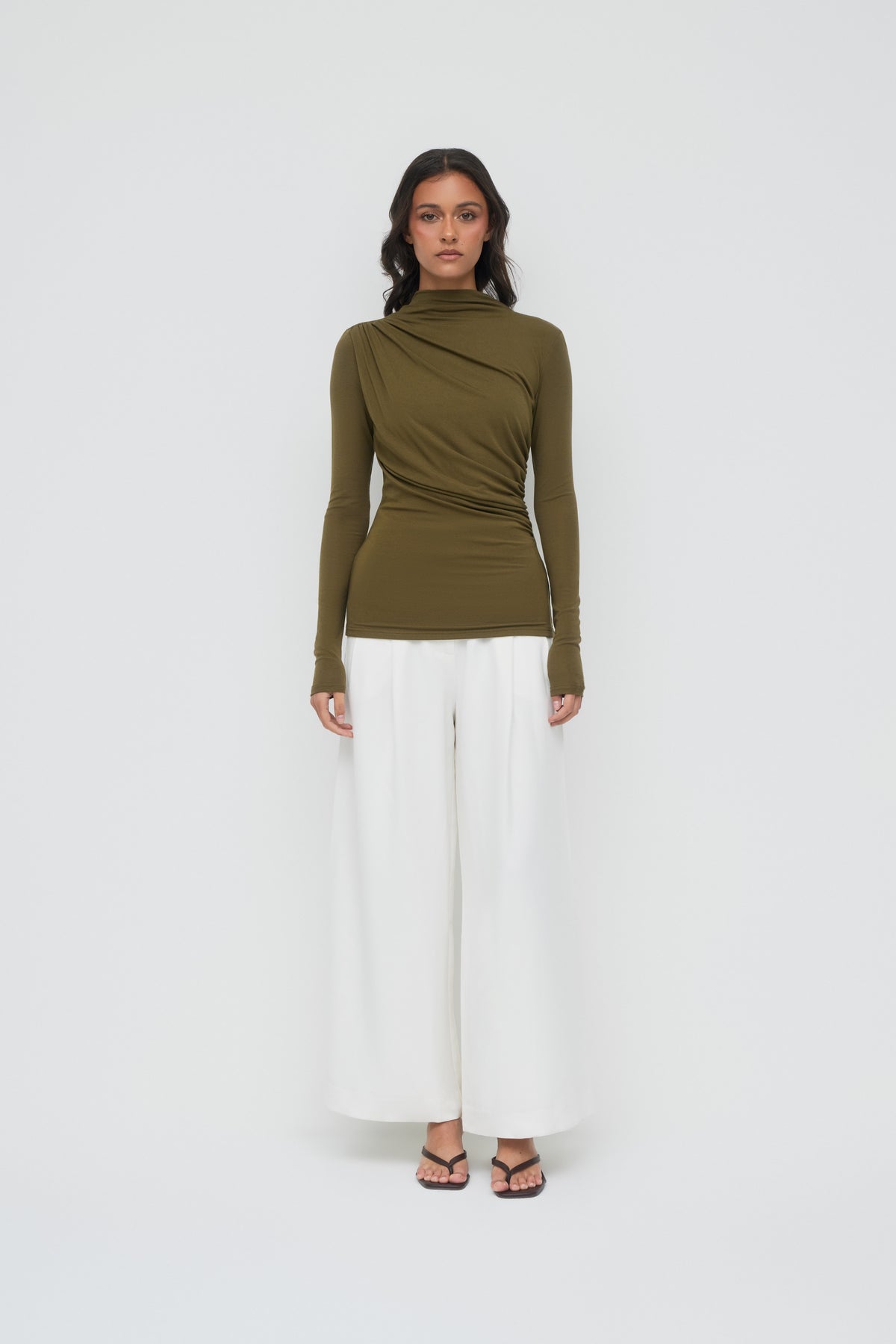 Modal Ruched Top - Olive
