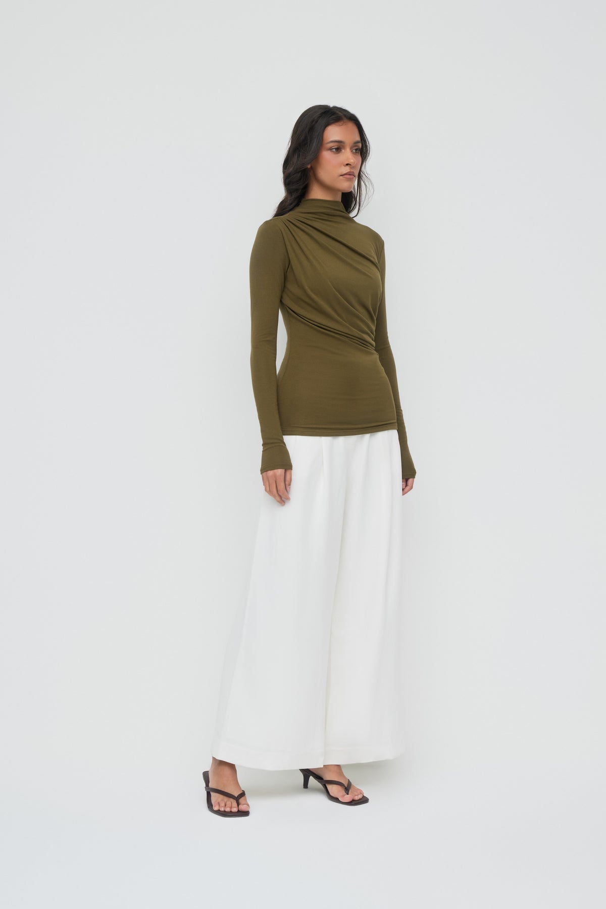 Modal Ruched Top - Olive