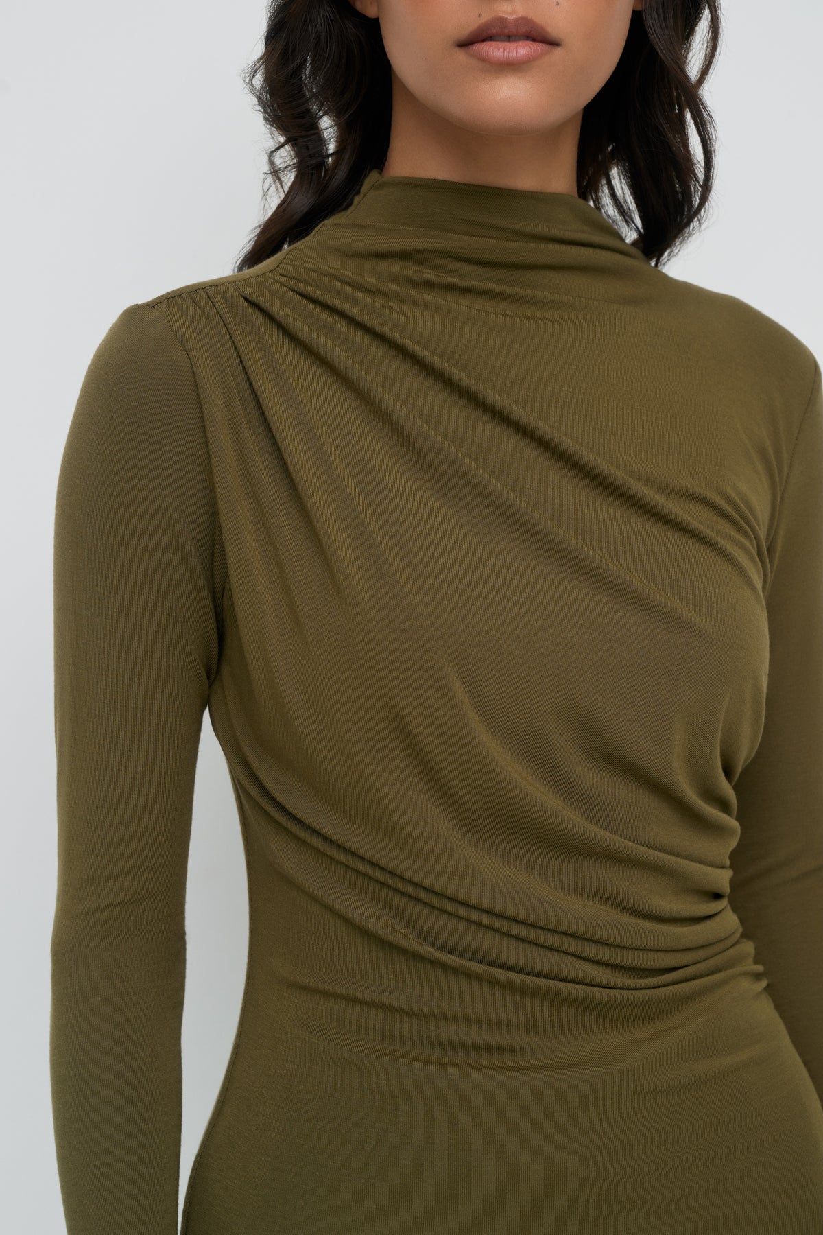 Modal Ruched Top - Olive