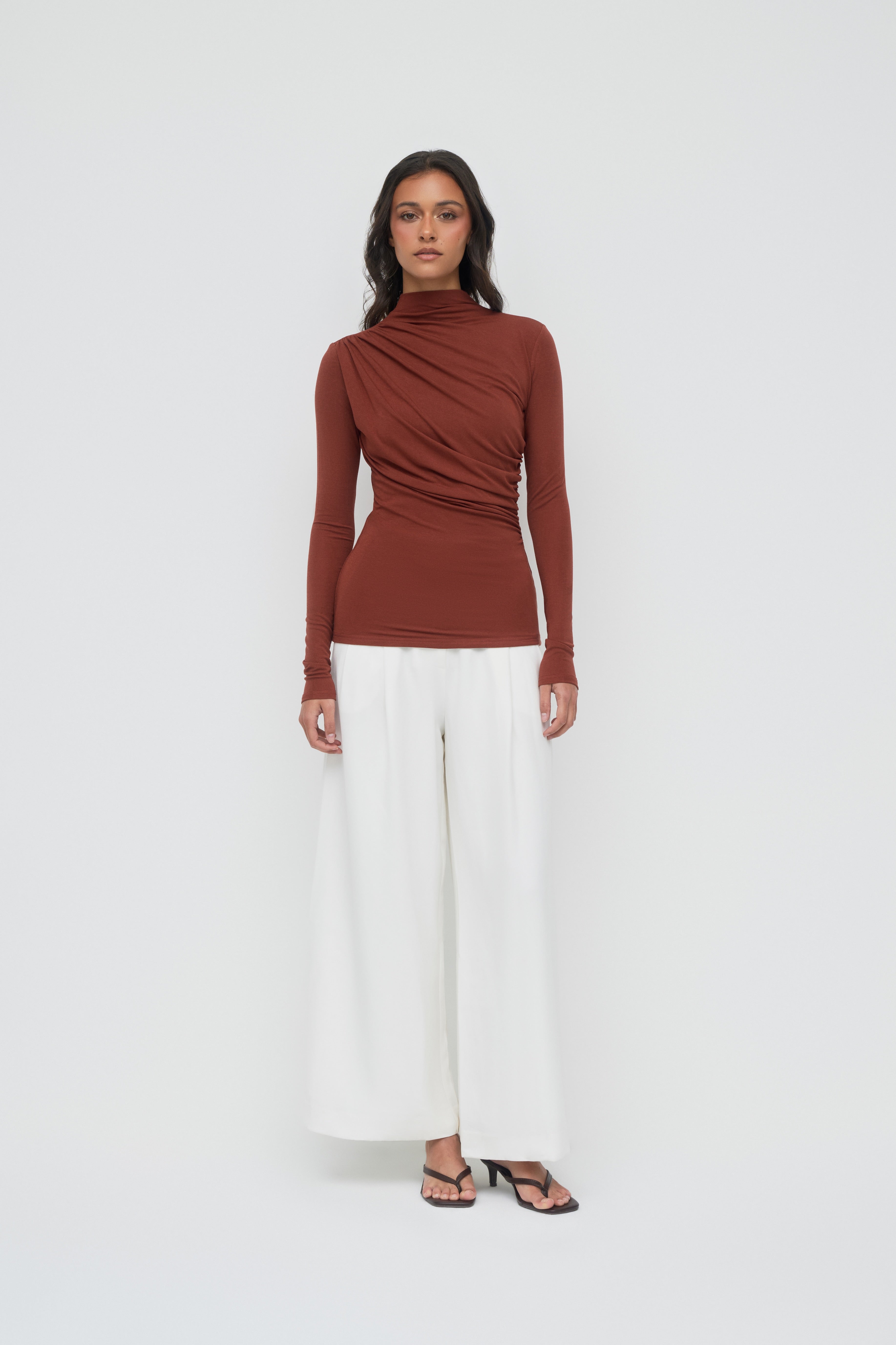 Modal Ruched Top - Brick