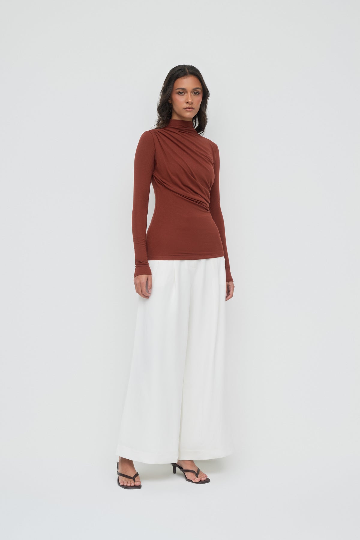 Modal Ruched Top - Brick