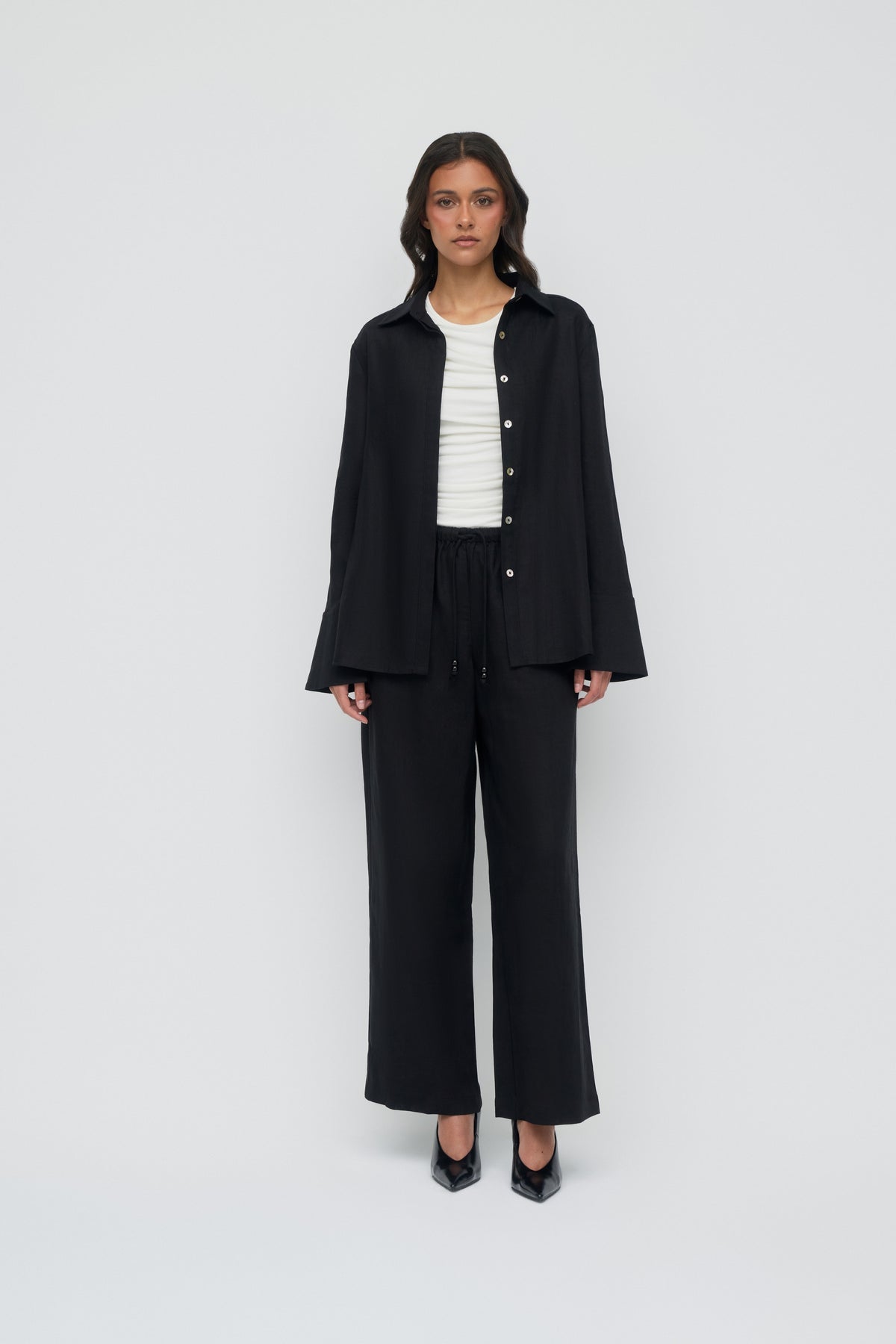 Gianna Button Up Shirt - Midnight Black
