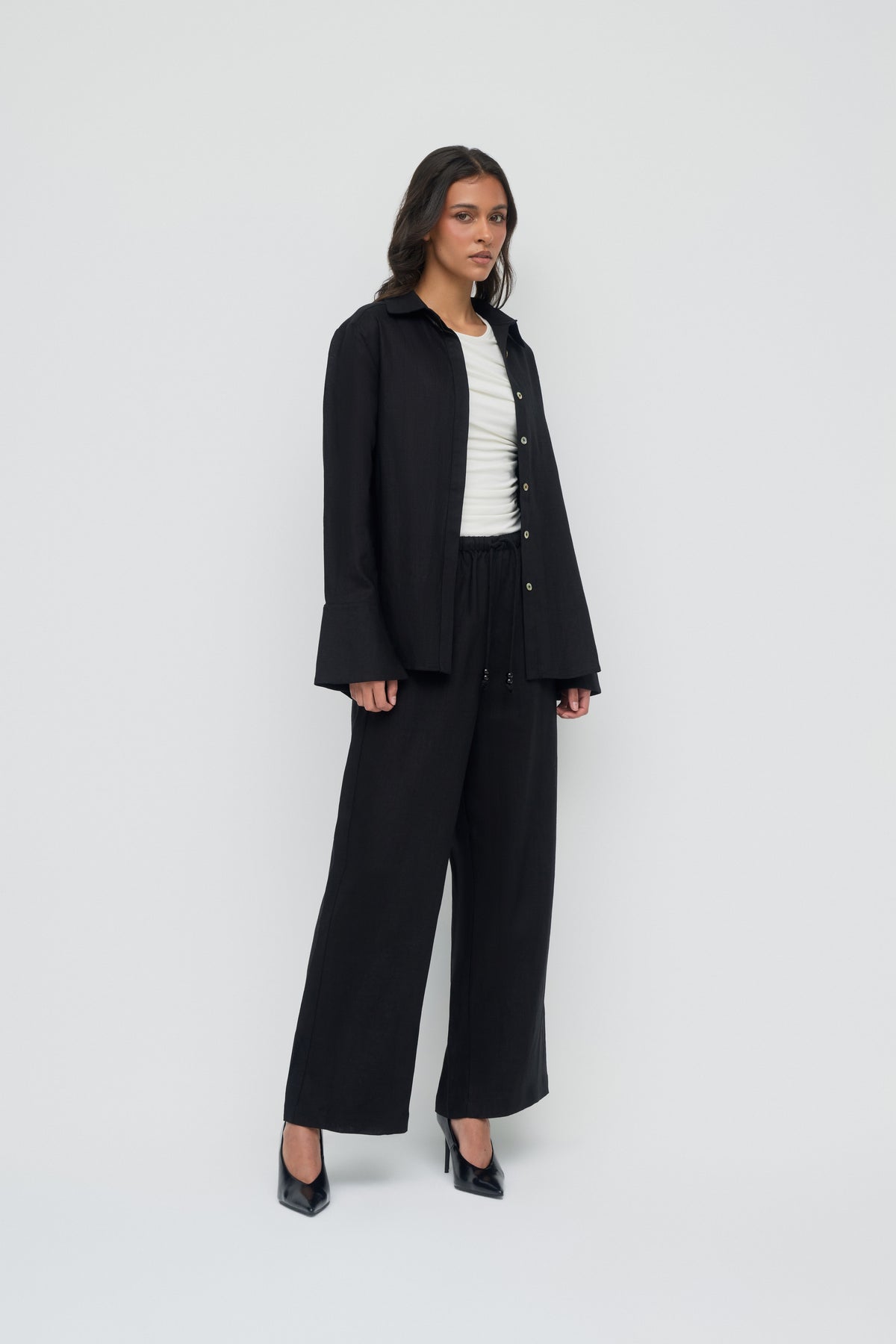 Gianna Button Up Shirt - Midnight Black