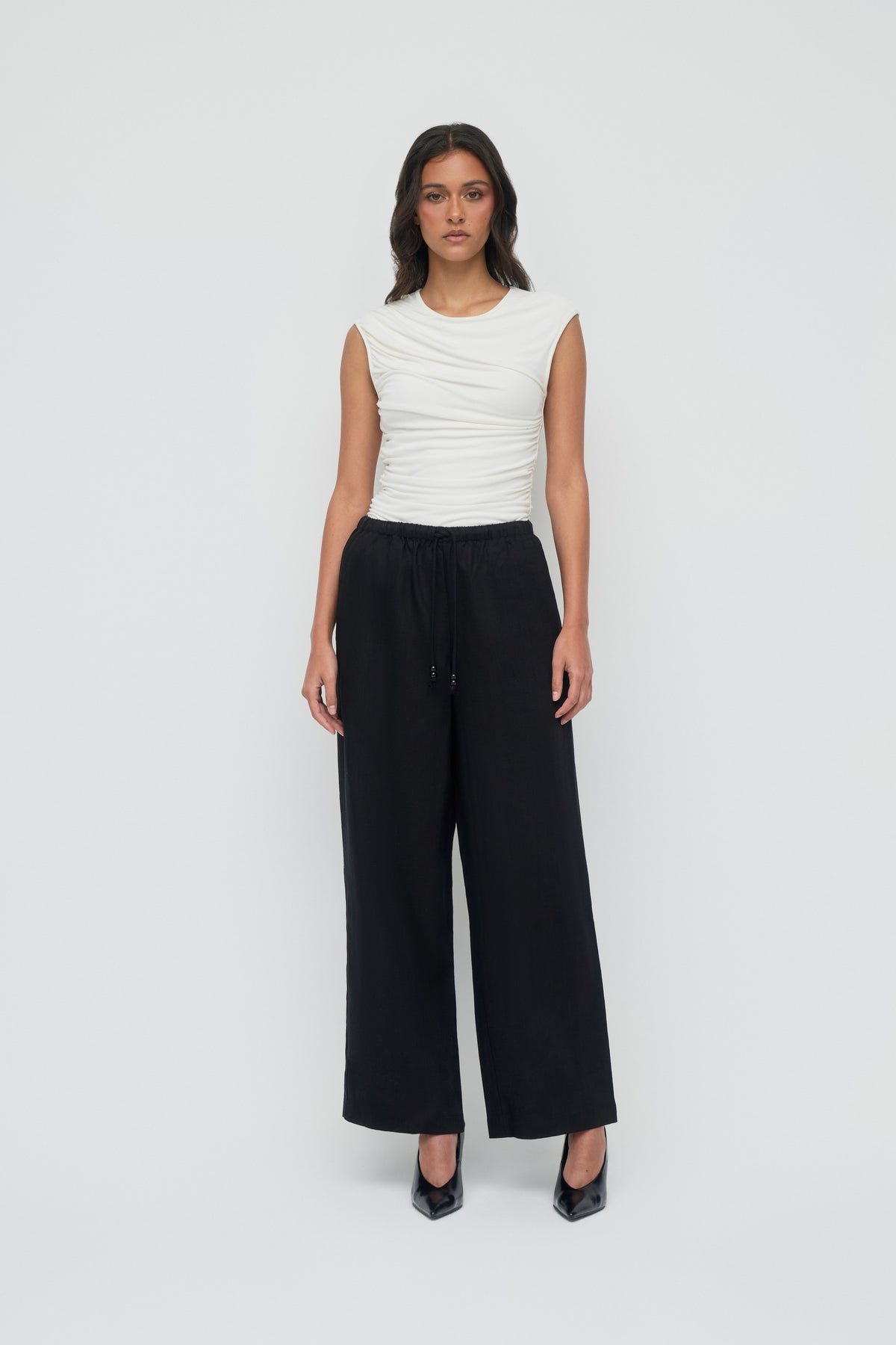 Gianna Wide Leg Pants - Midnight Black
