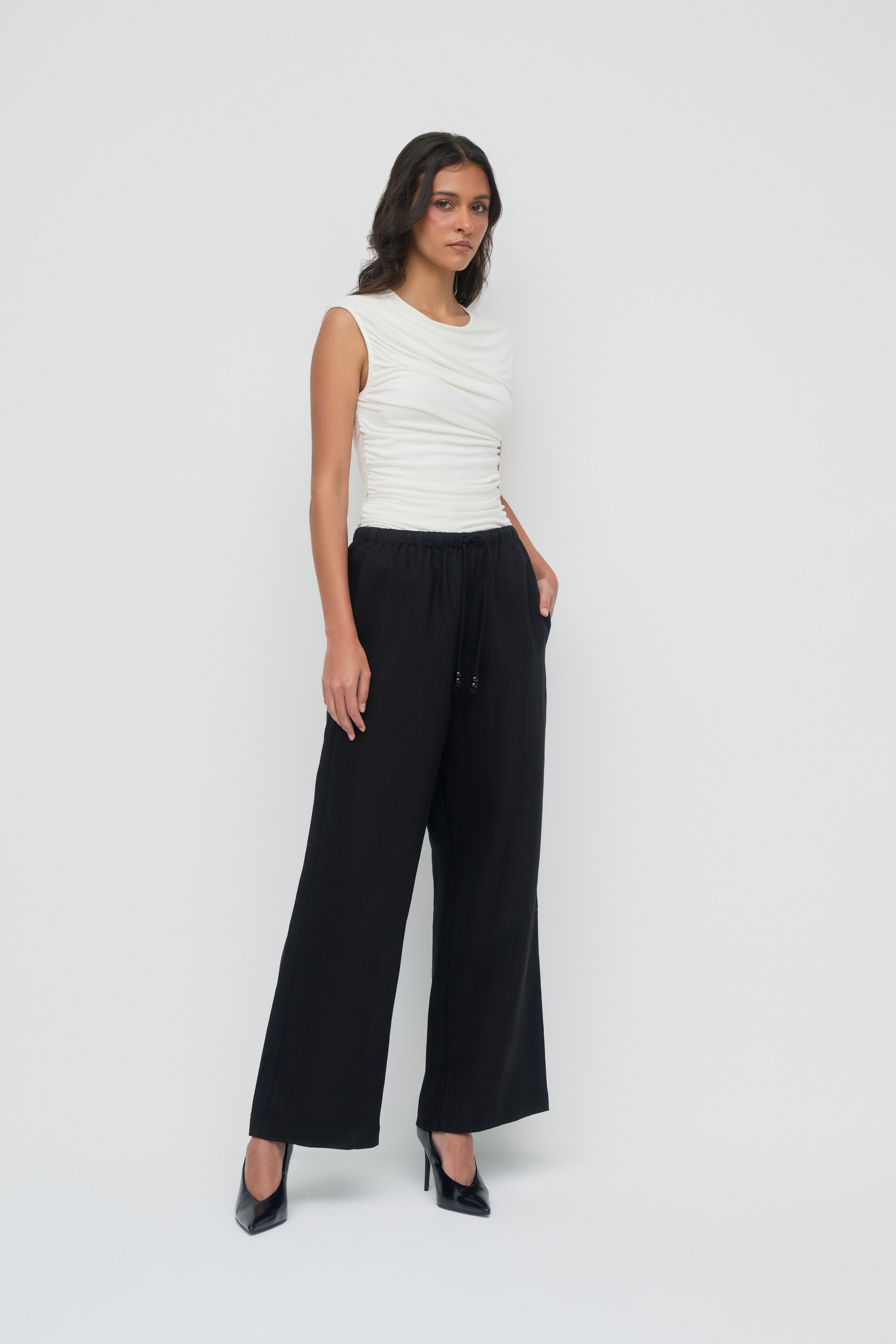 Gianna Wide Leg Pants - Midnight Black