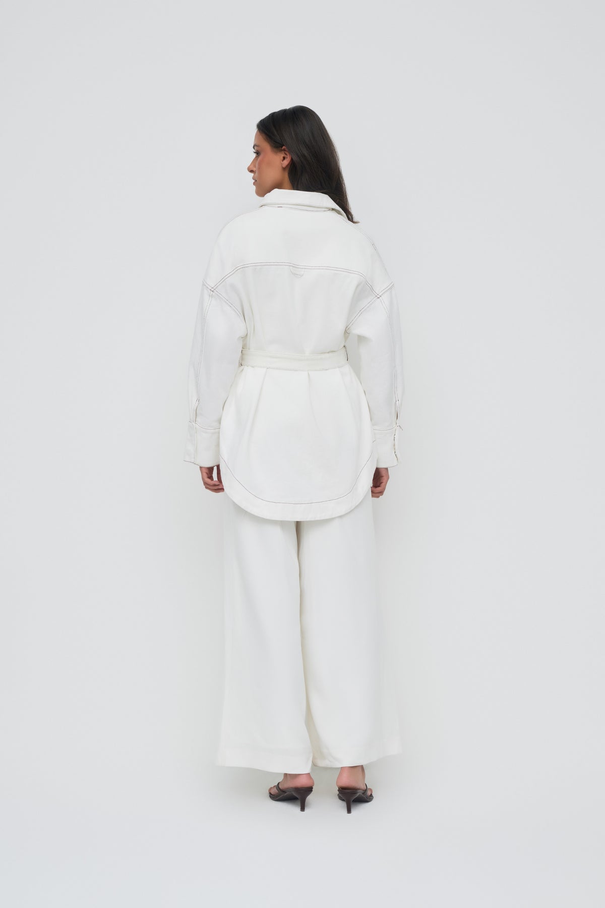 Denim Oversized Shirt - White