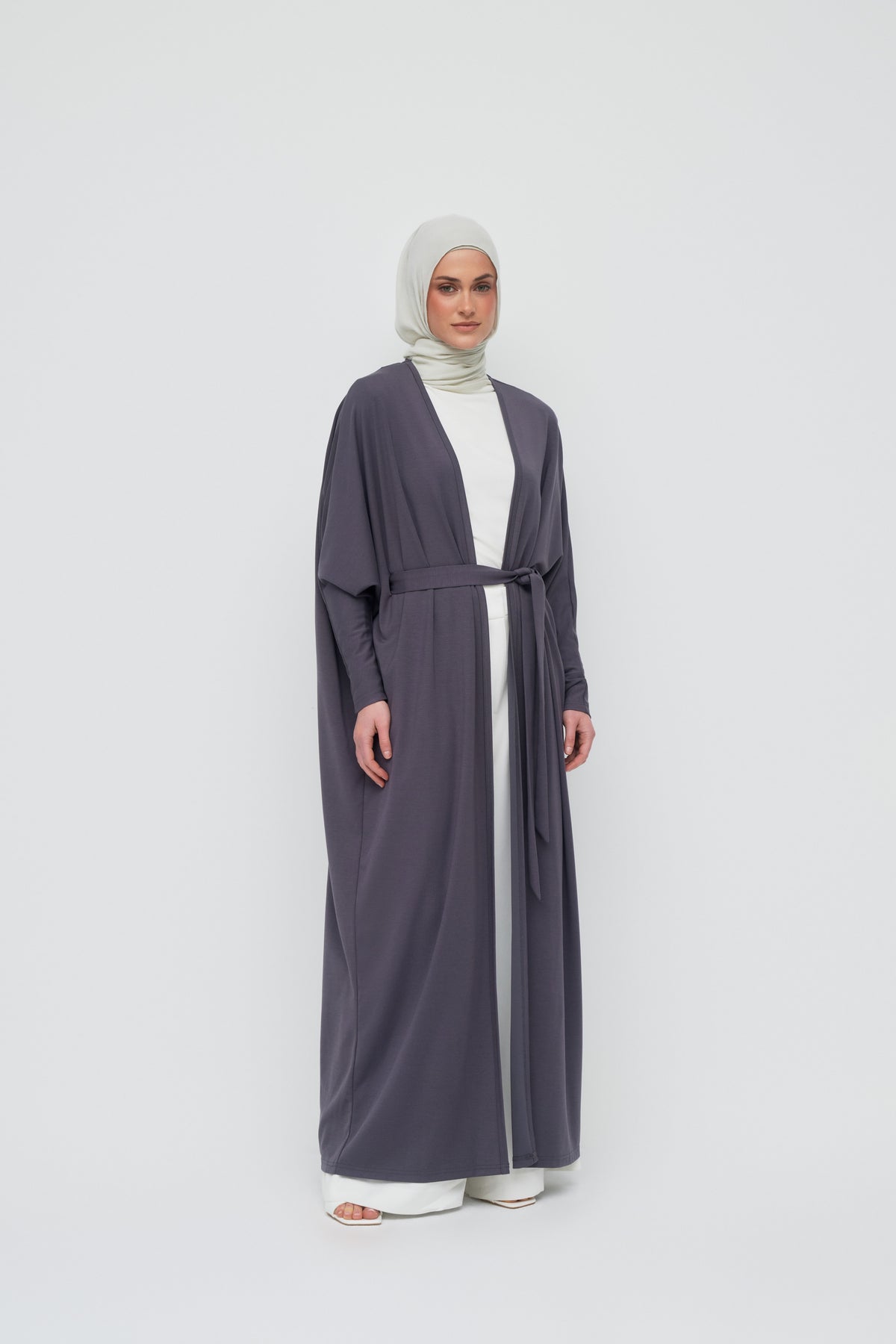 Modal Batwing Tie Abaya - Washed Indigo