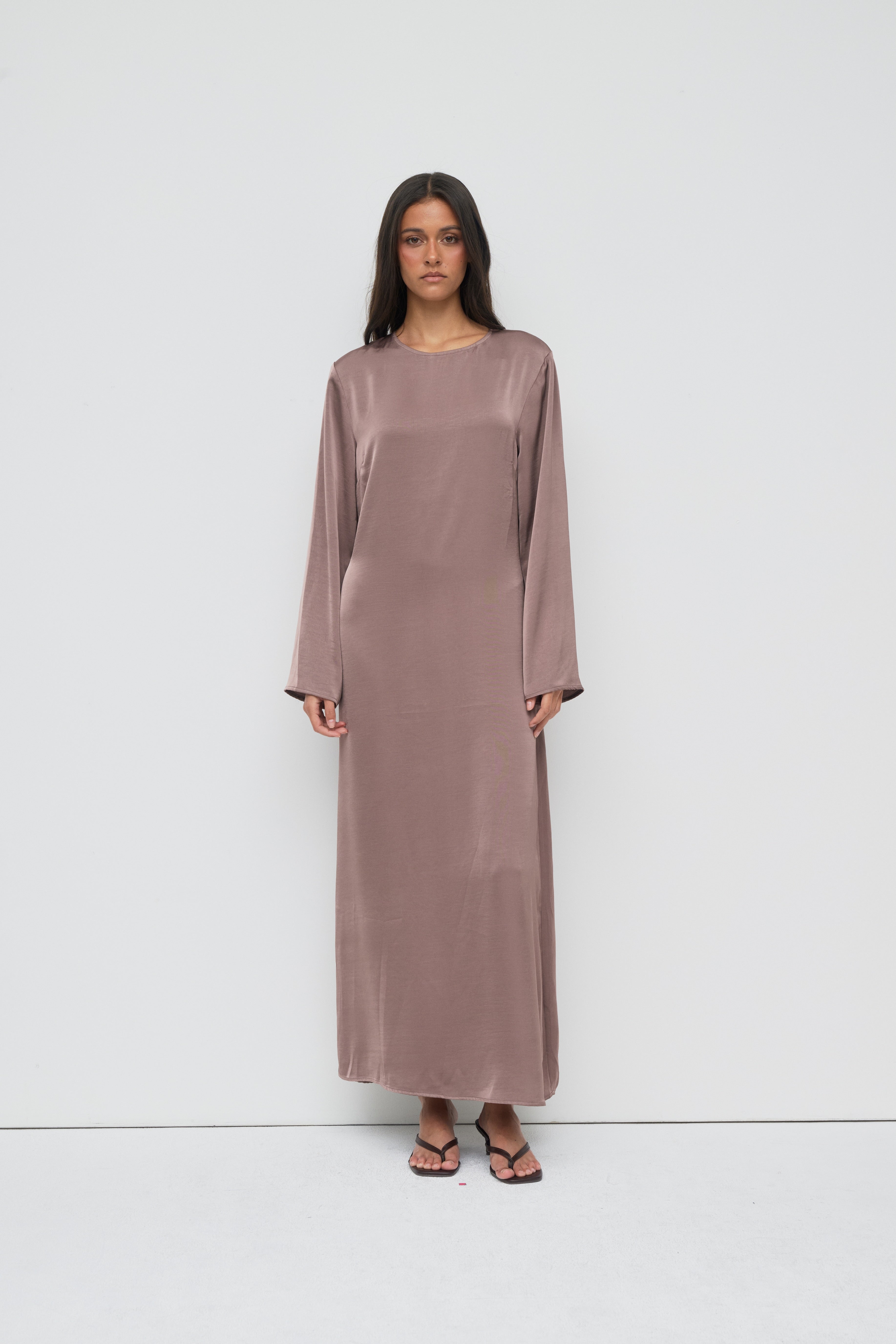 Saylor Satin Slip Dress - Mocha