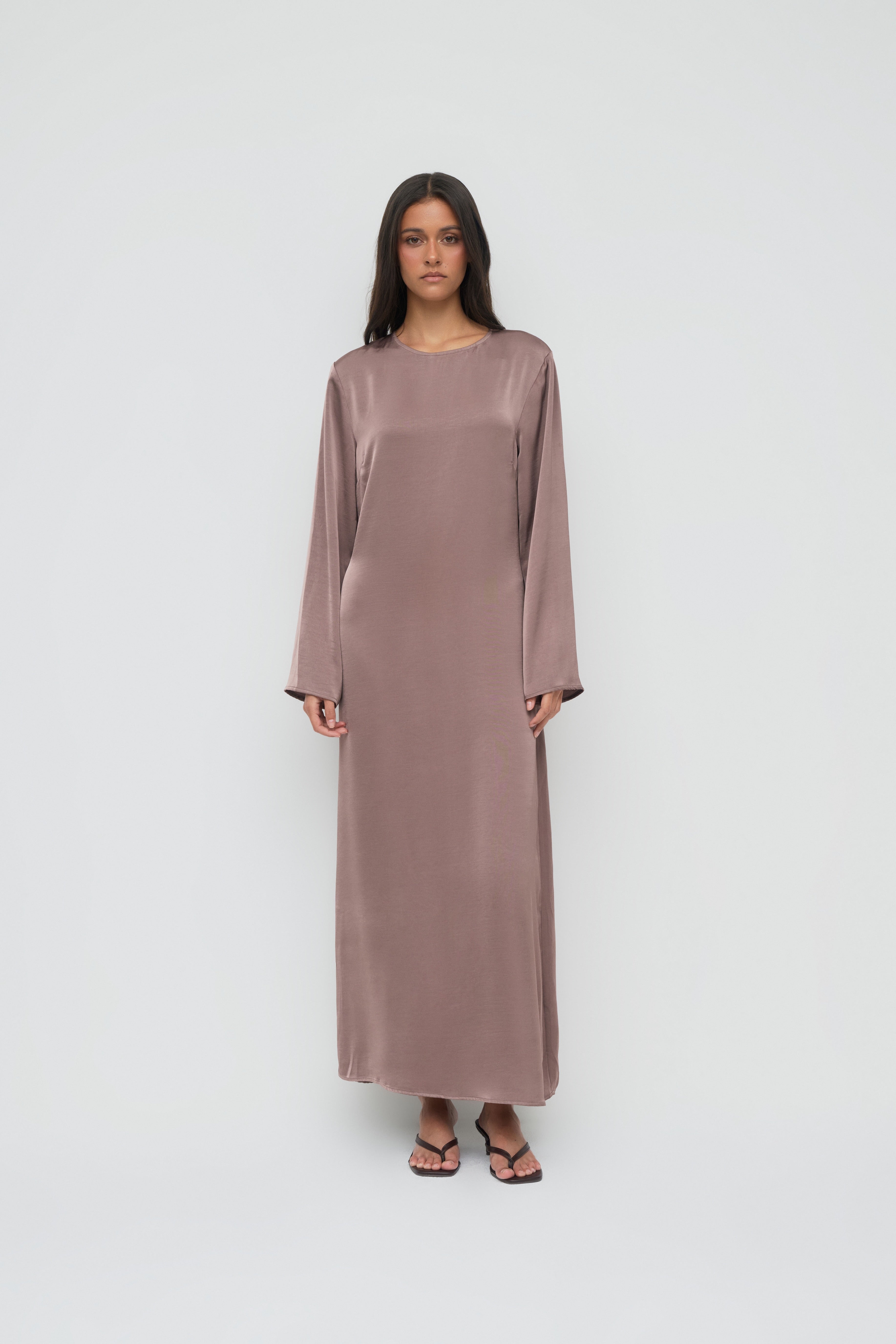 Saylor Satin Slip Dress - Mocha