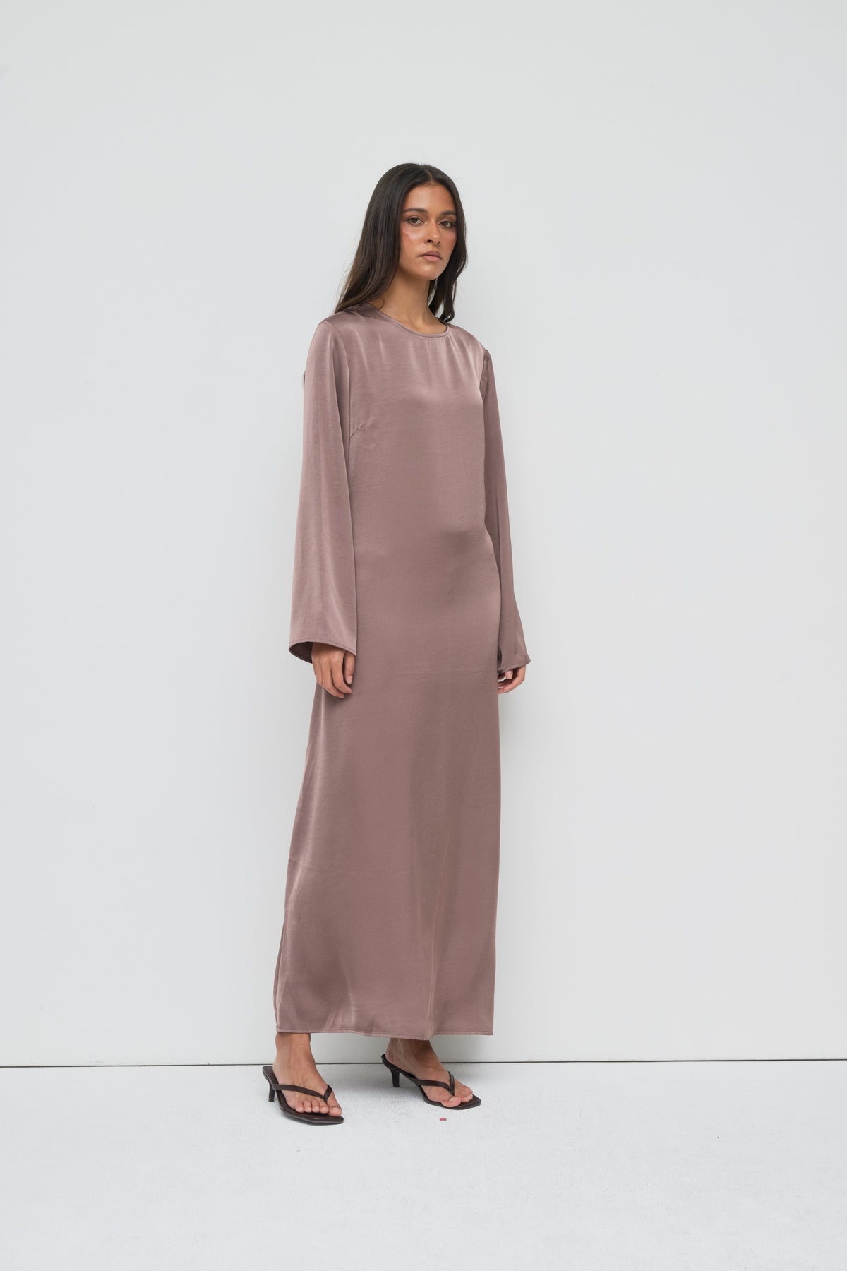 Saylor Satin Slip Dress - Mocha