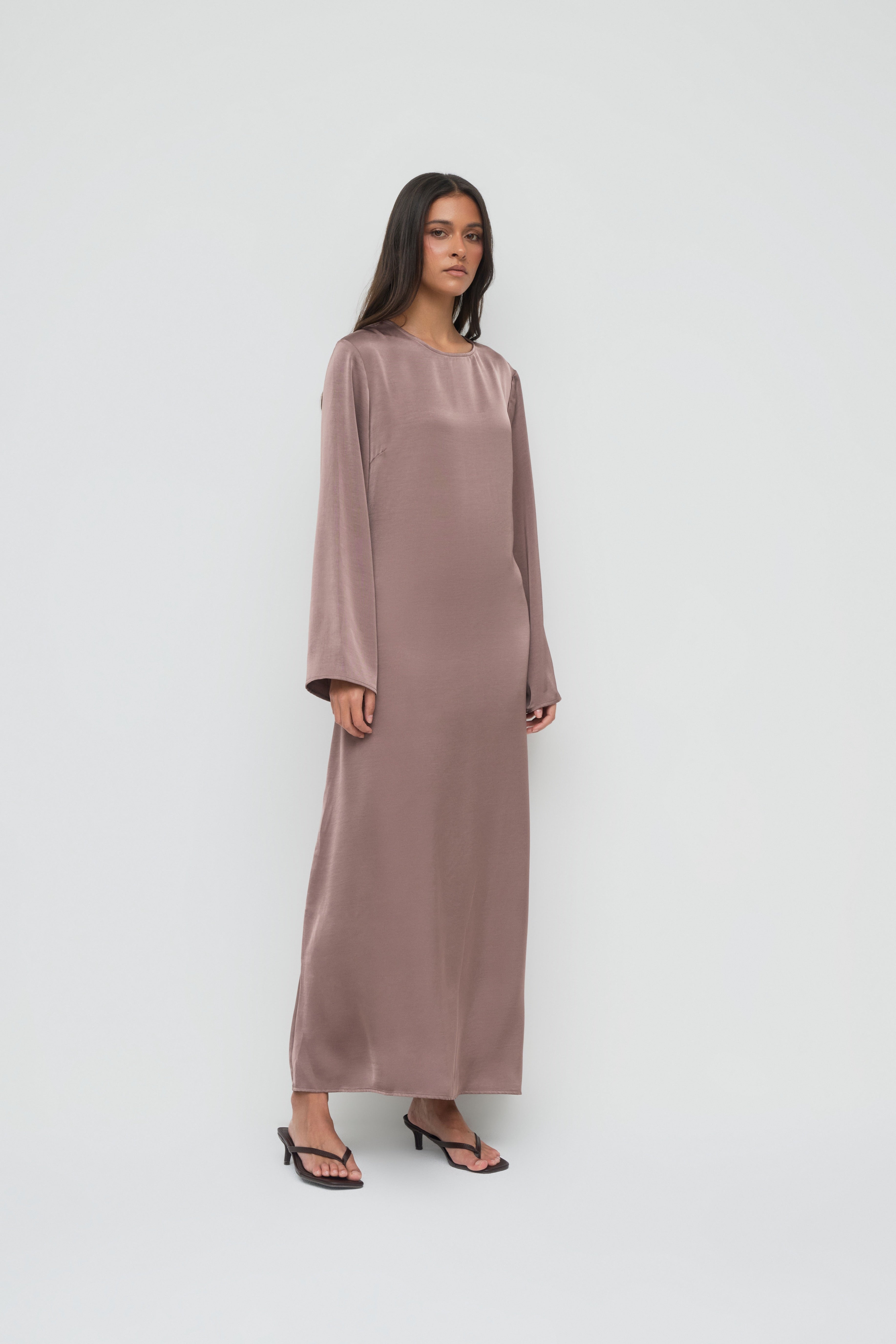 Saylor Satin Slip Dress - Mocha