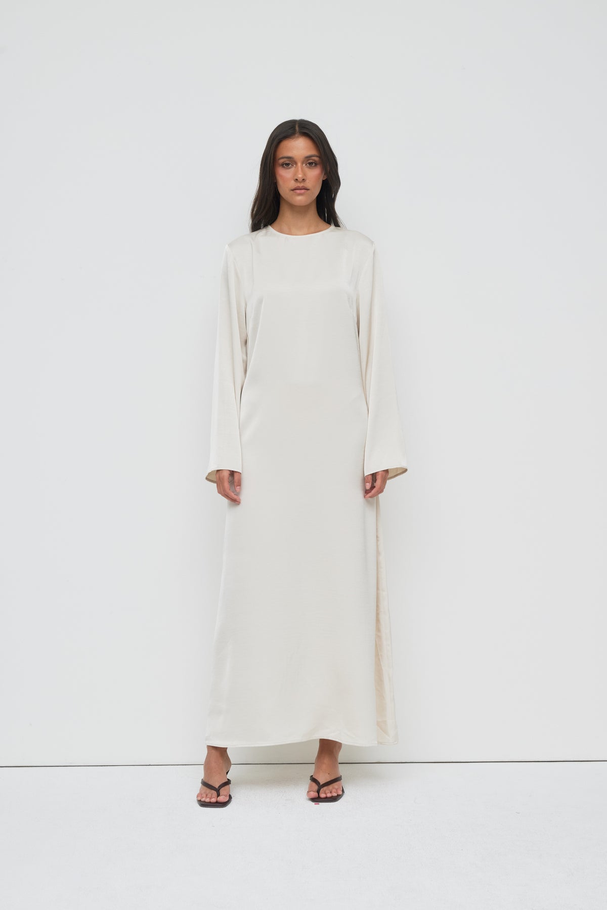 Saylor Satin Slip Dress - Oyster