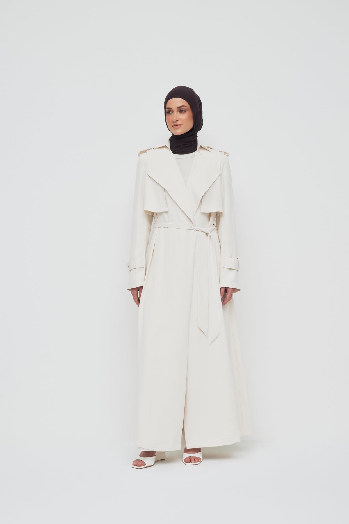 Giselle Crepe Trench Coat - Ivory