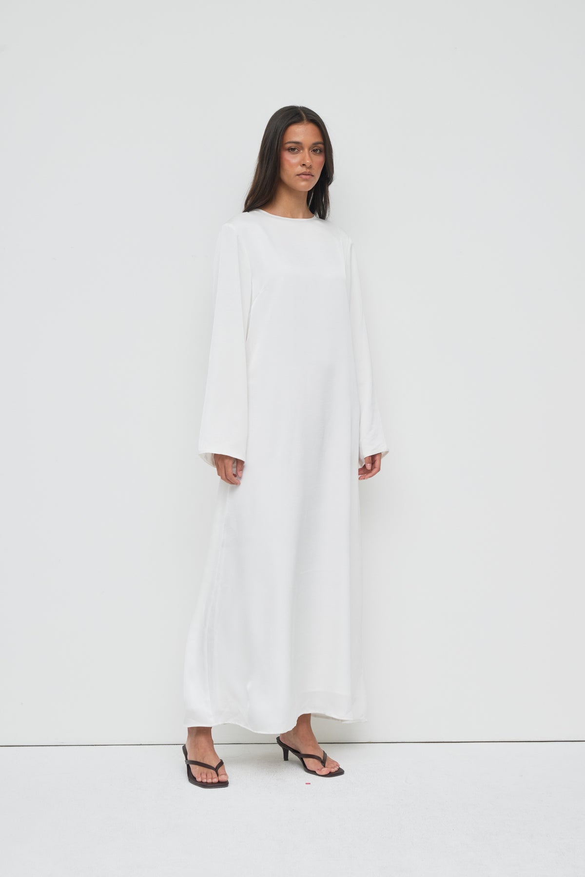 Saylor Satin Slip Dress - White