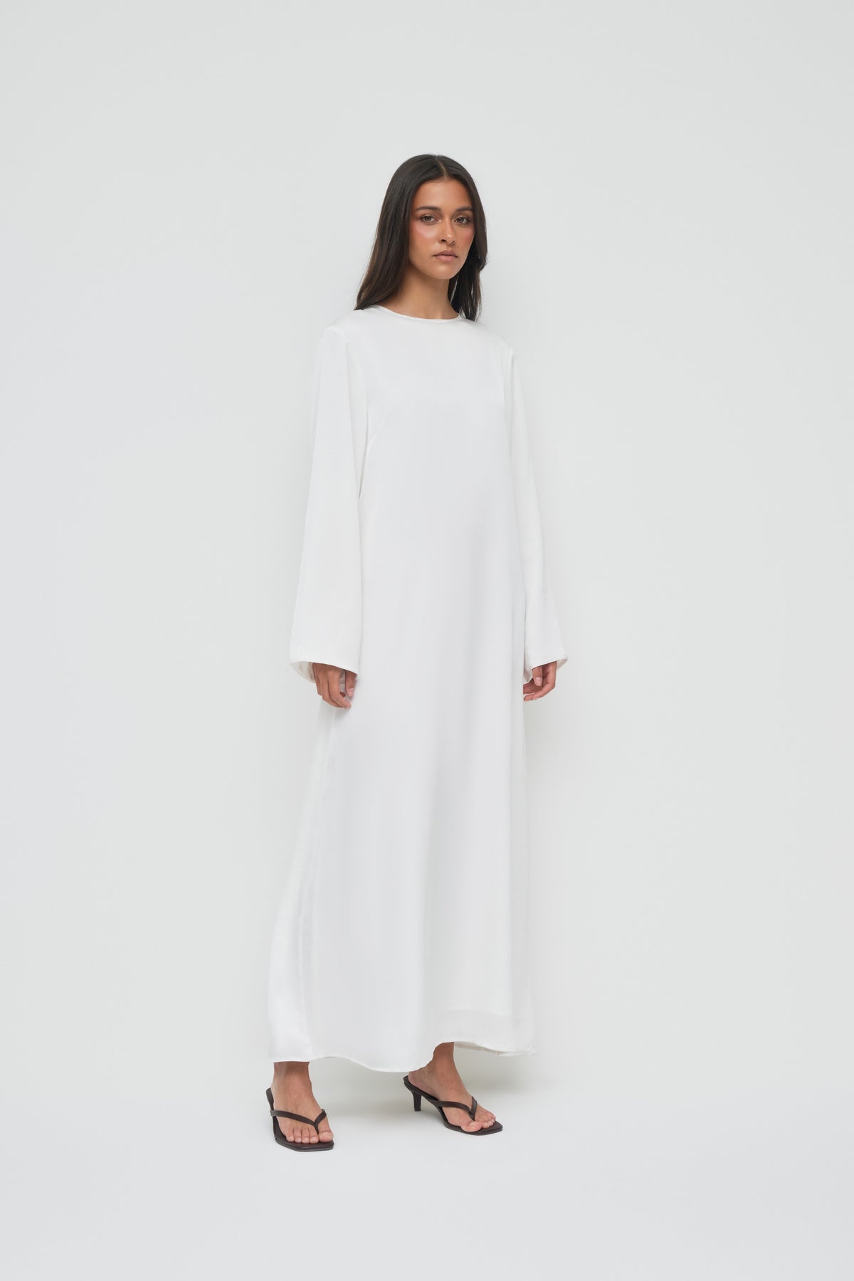 Saylor Satin Slip Dress - White