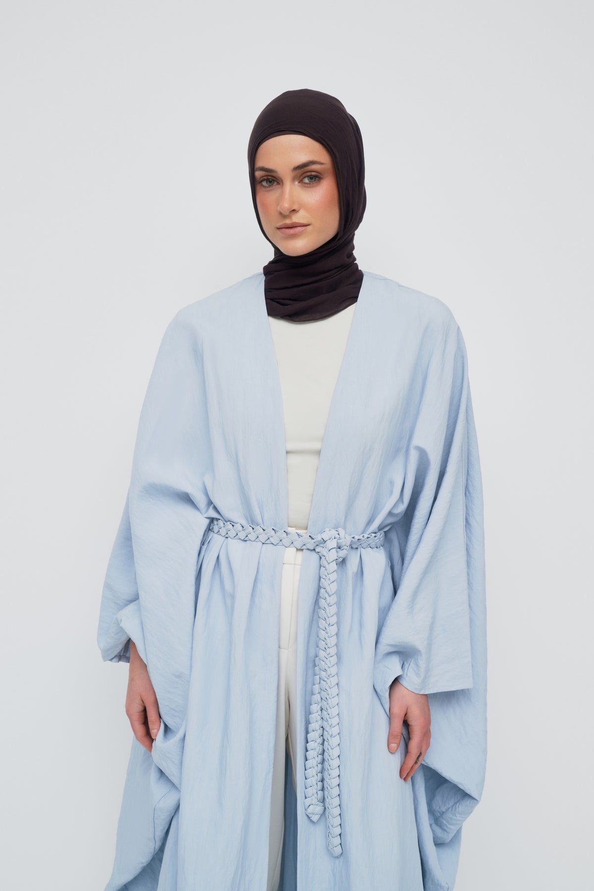Noor Batwing Open Abaya - Breeze Blue