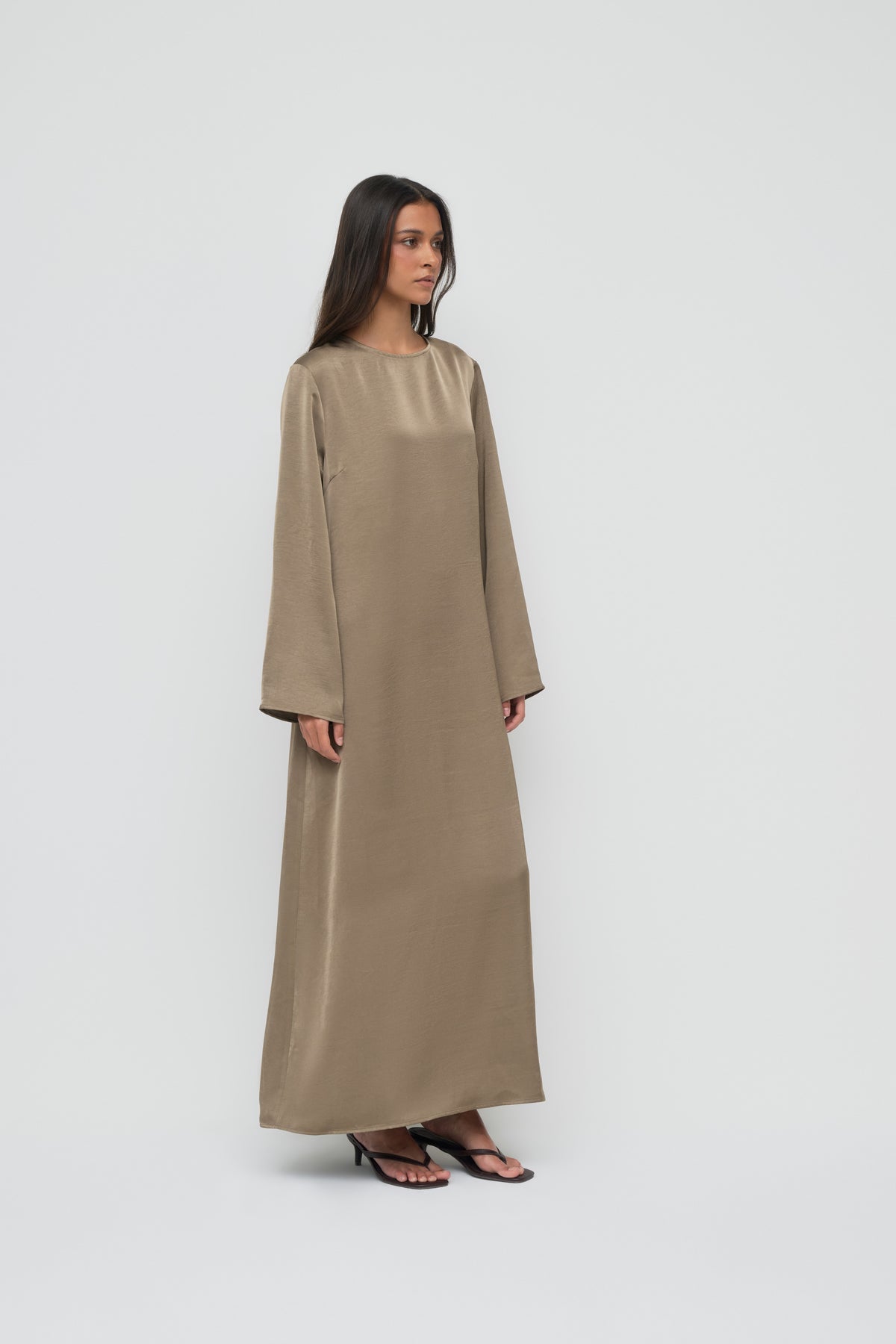 Saylor Satin Slip Dress - Dark Taupe