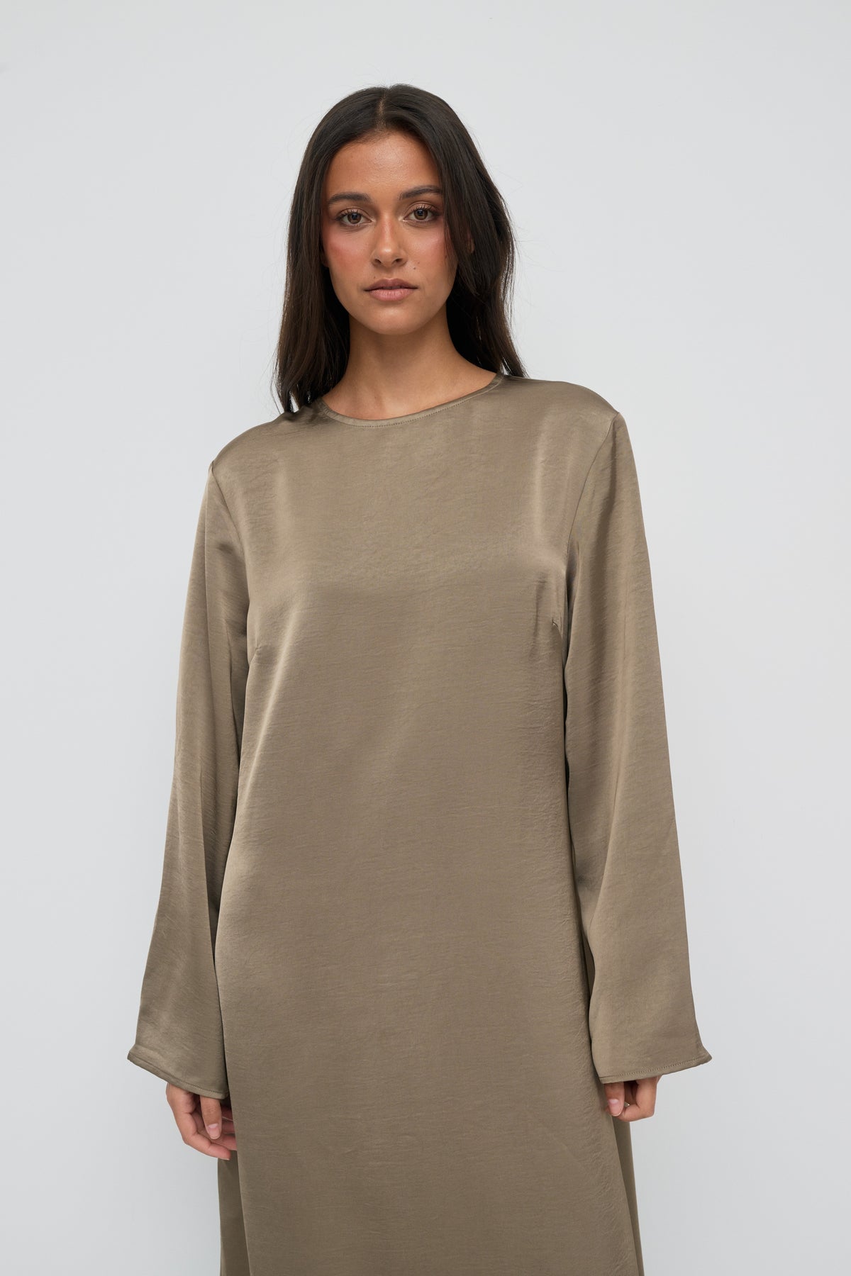 Saylor Satin Slip Dress - Dark Taupe