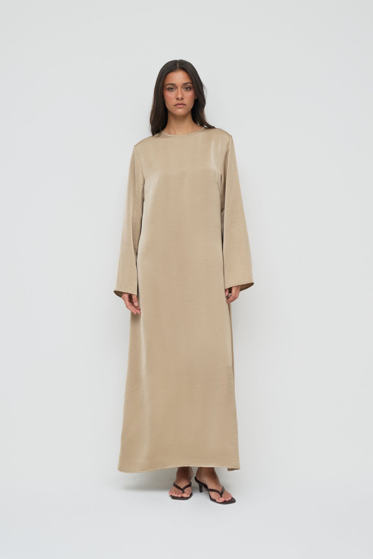 Saylor Satin Slip Dress - Earl Grey