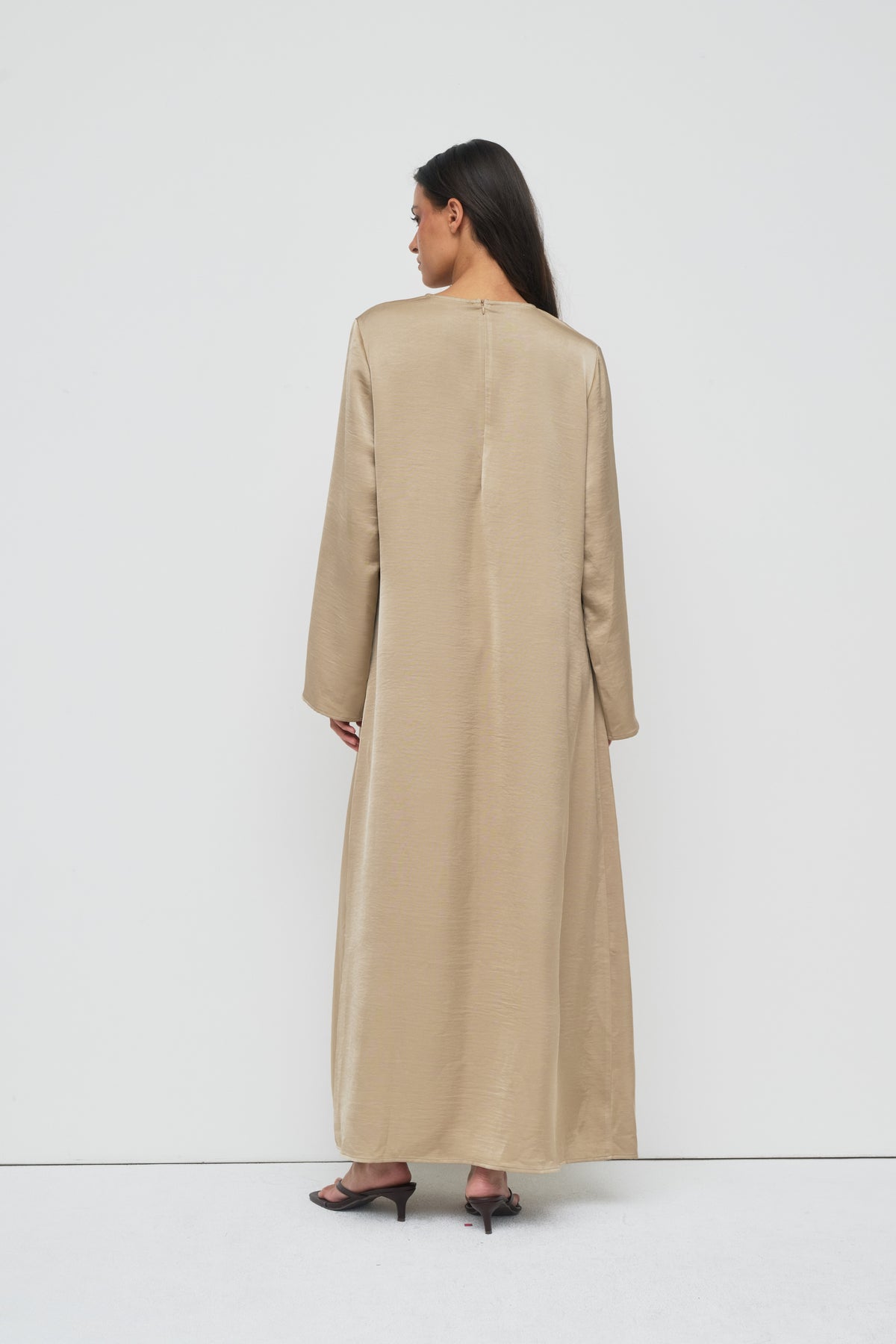Saylor Satin Slip Dress - Earl Grey