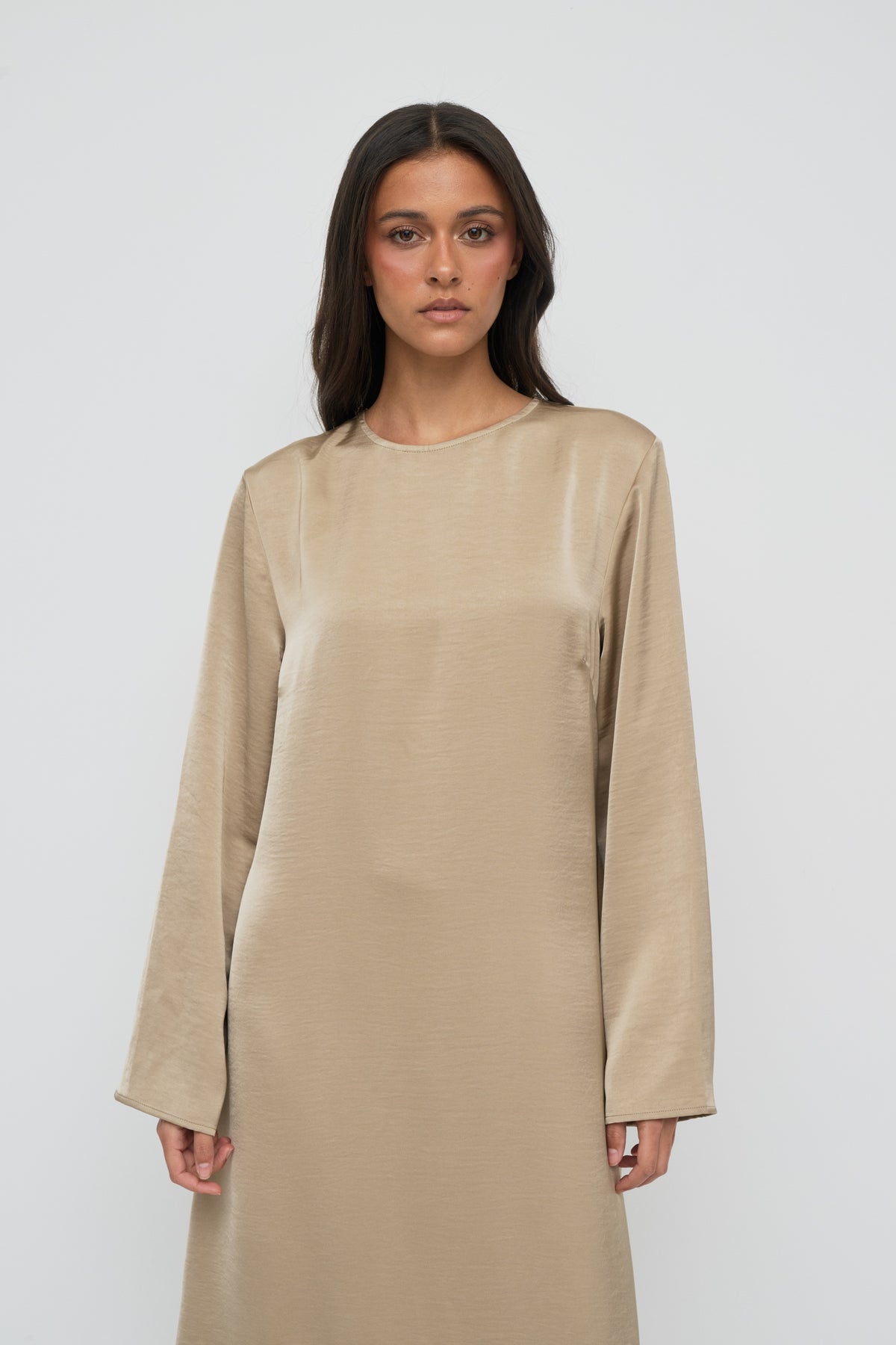 Saylor Satin Slip Dress - Earl Grey