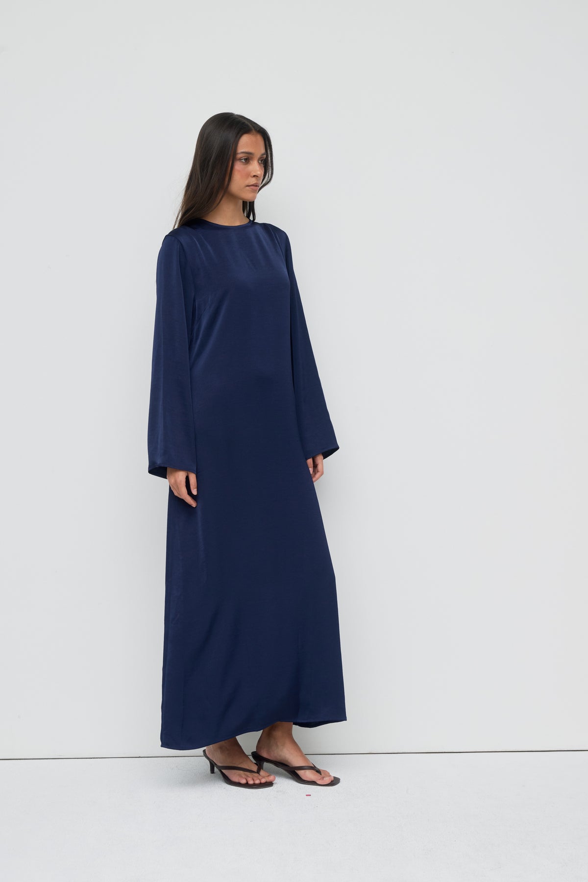 Saylor Satin Slip Dress - Navy