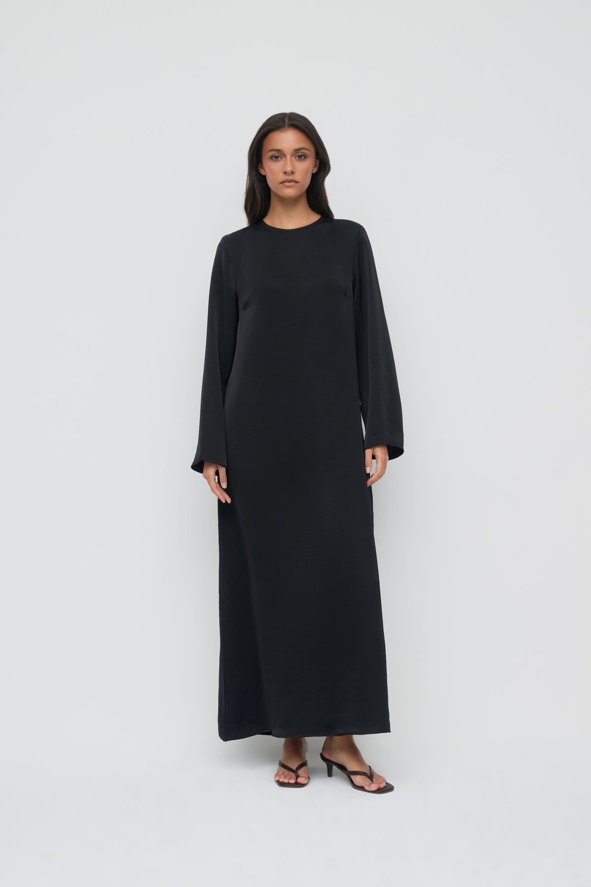 Saylor Satin Slip Dress - Black