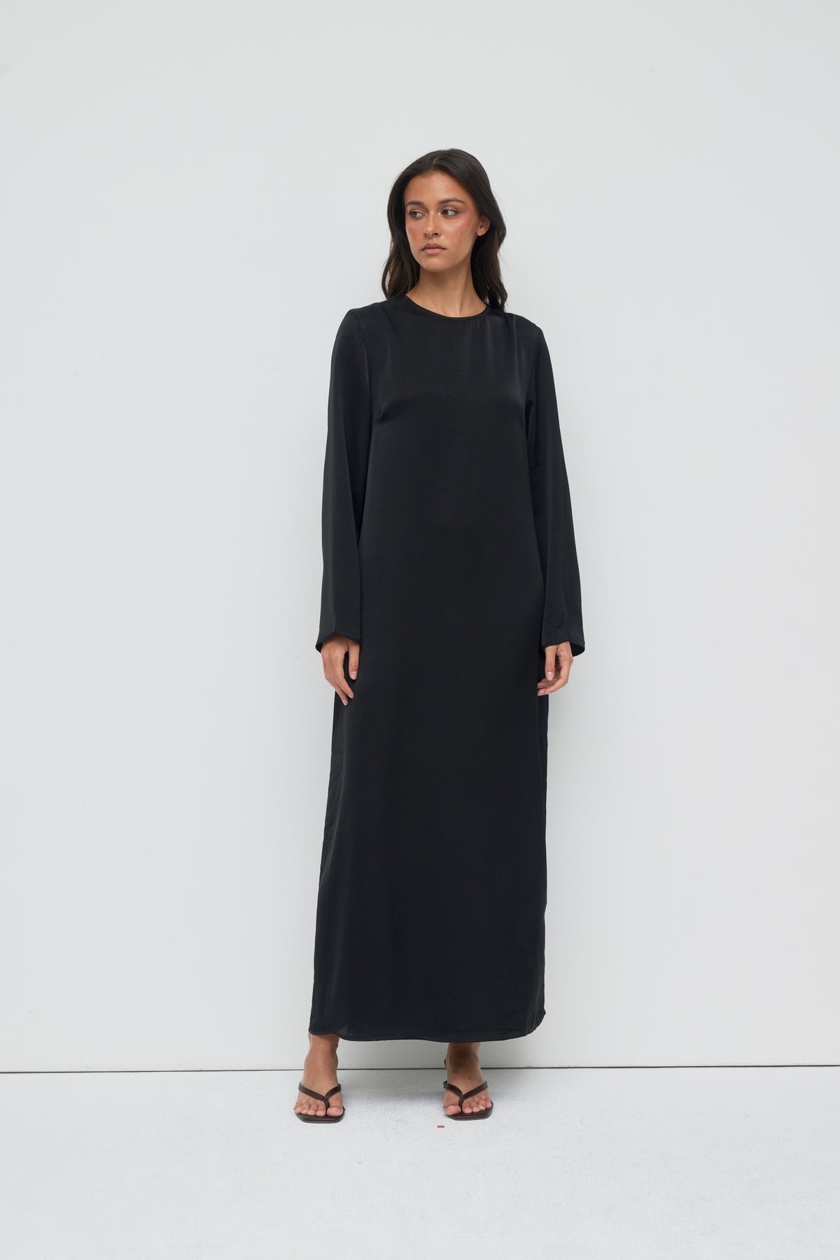 Saylor Satin Slip Dress - Black